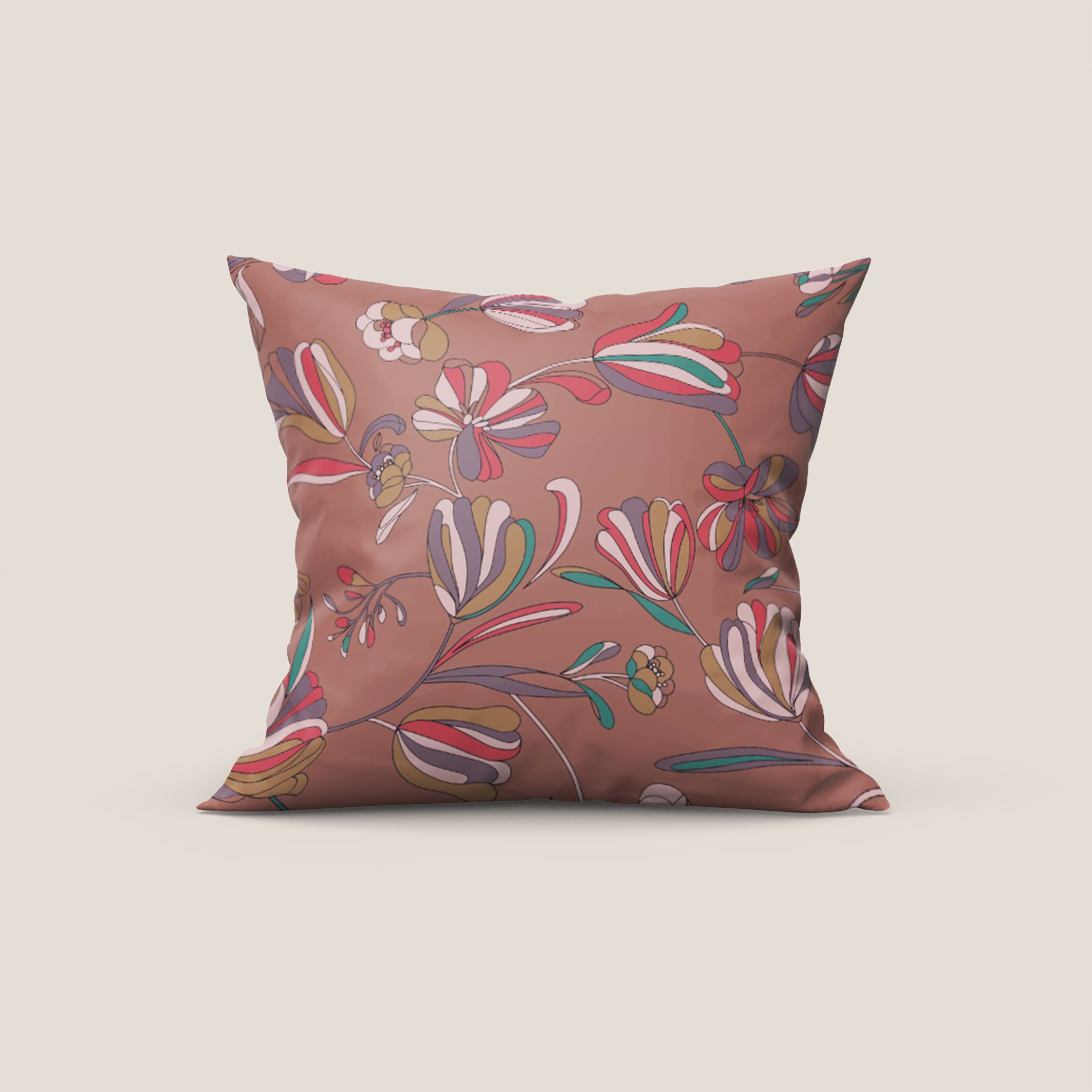 Omika collezione cuscini a fantasie multicolor in velluto impermeabile salmone - divani.store