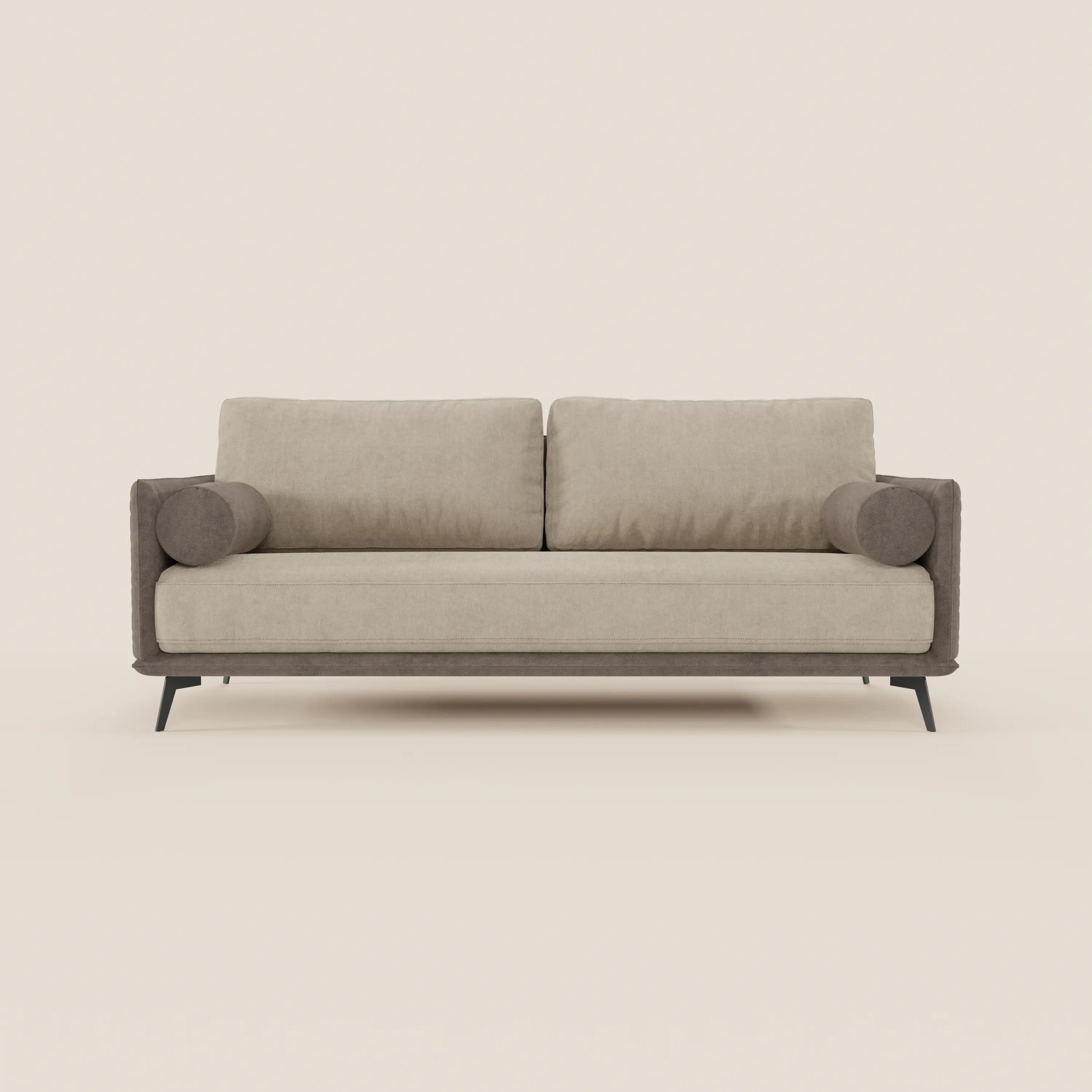 Basalto Divano lineare 2 o 3 posti Bicolore con seduta unica e base in metallo in tessuto smacchiabile T31 - divani.store