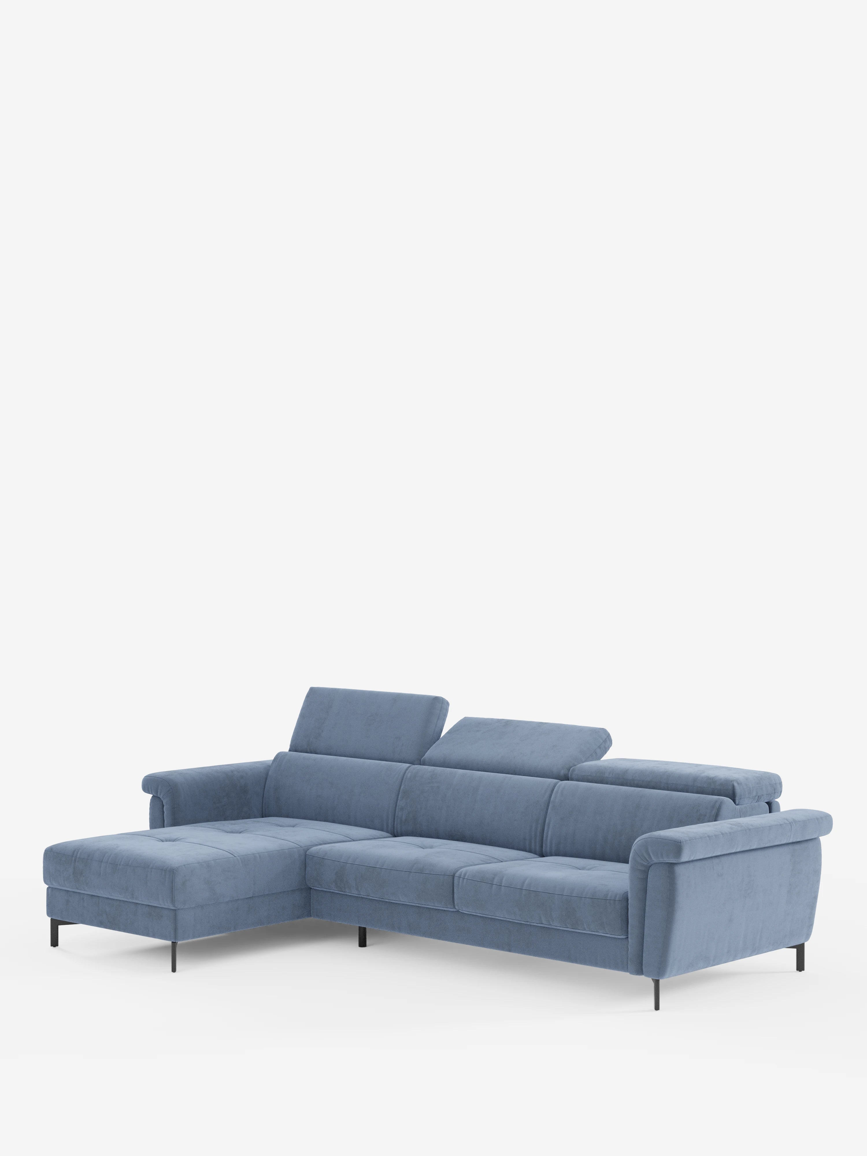 Capri Divano letto angolare con penisola contenitore e poggiatesta reclinabili - elegante tessuto smacchiabile T30