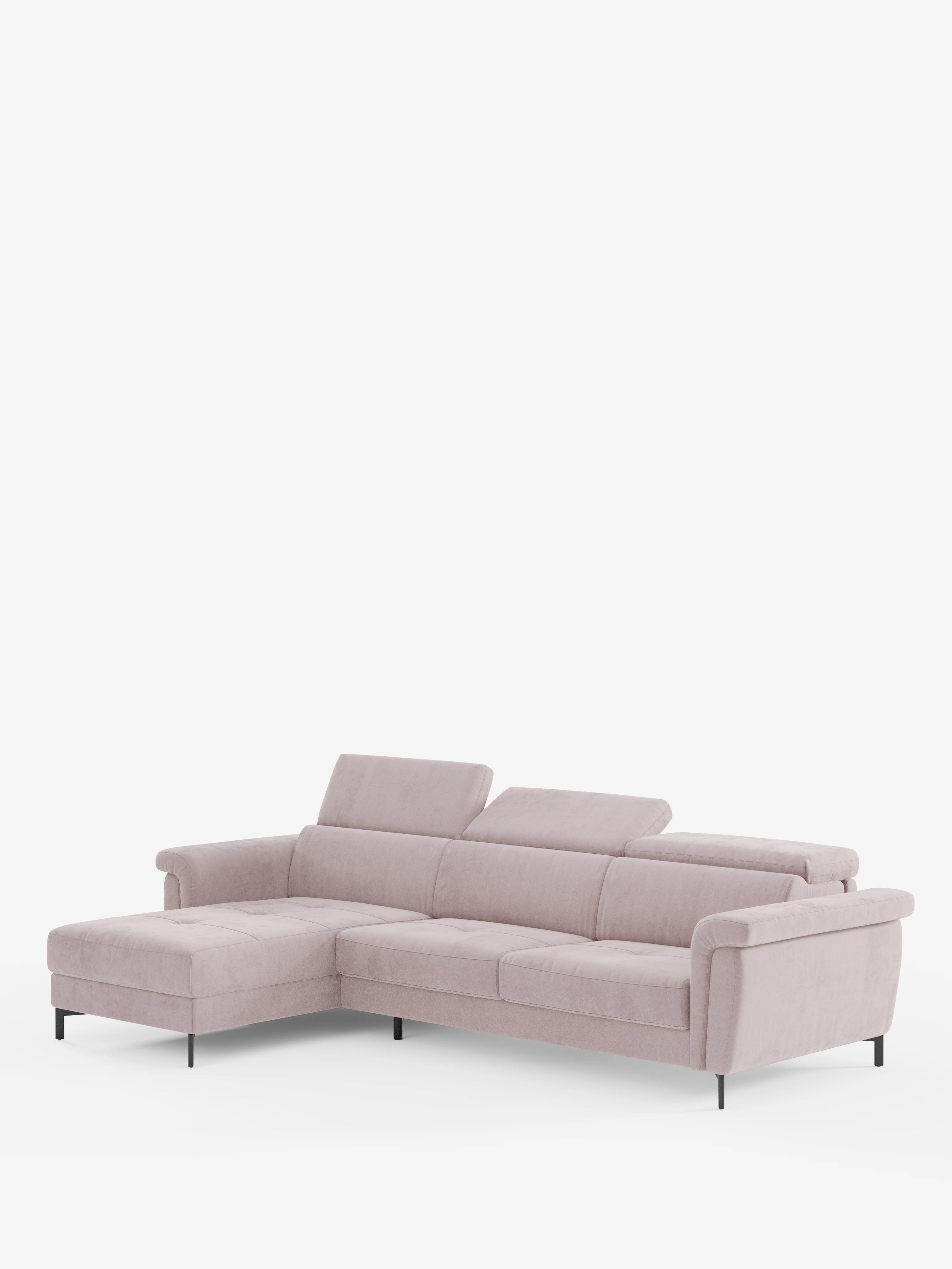 Capri Divano letto angolare con penisola contenitore e poggiatesta reclinabili - elegante tessuto smacchiabile T30