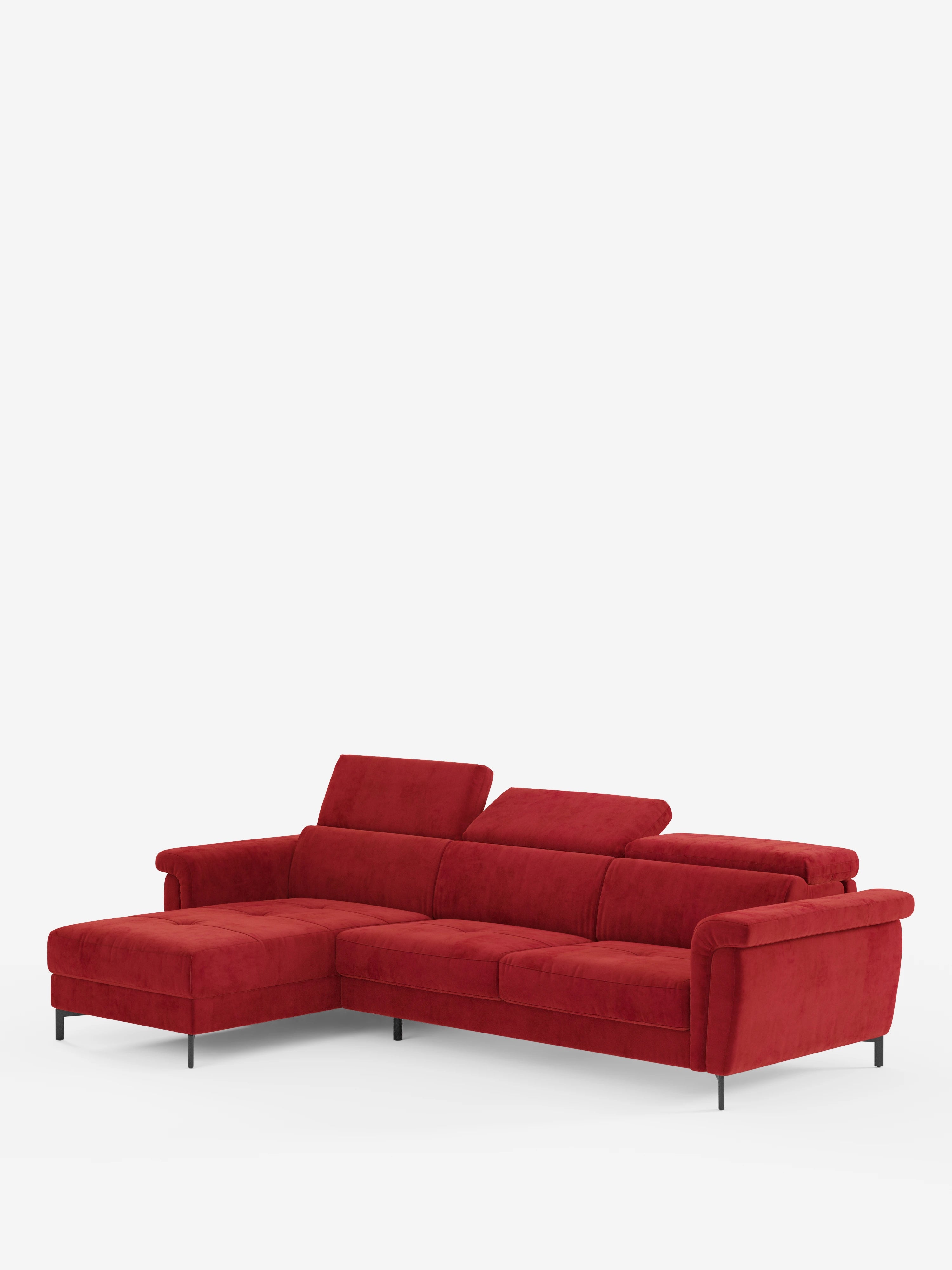 Capri Divano letto angolare con penisola contenitore e poggiatesta reclinabili - elegante tessuto smacchiabile T30