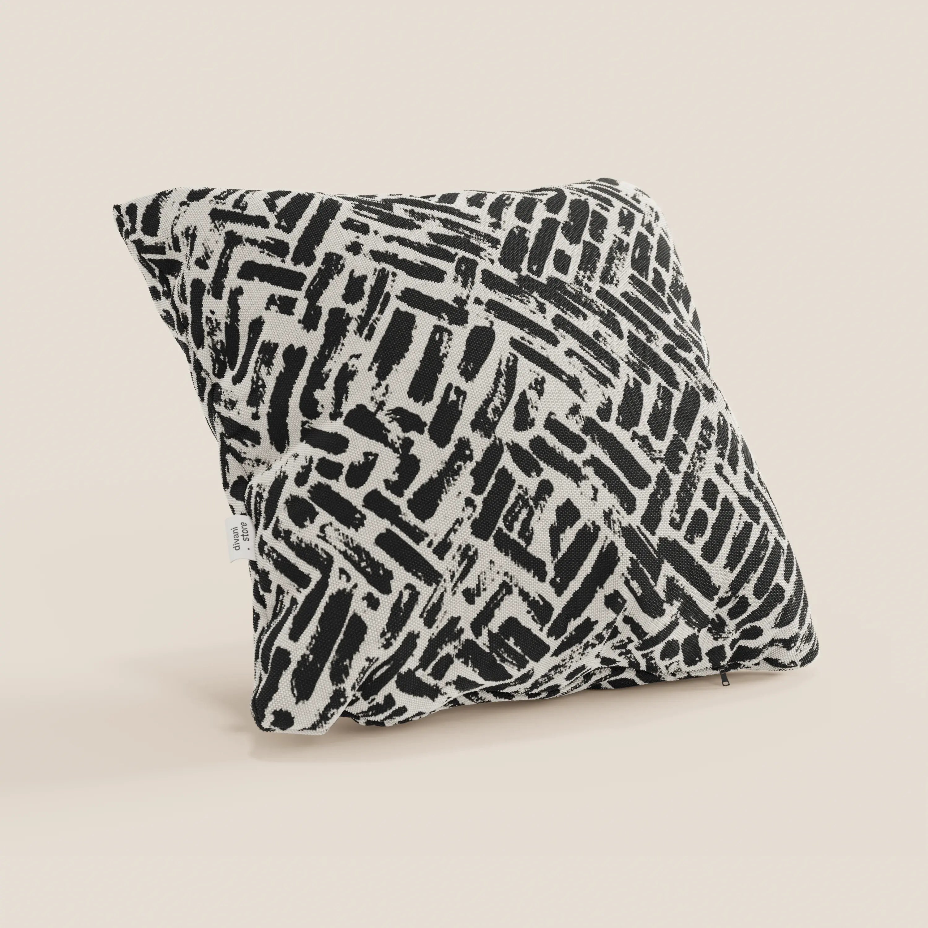 Il cuscino geometrico Brick di Divani.Store è un cuscino quadrato in tessuto nero idrorepellente, caratterizzato da un moderno disegno geometrico che aggiunge un tocco di stile a qualsiasi spazio. Disponibile in vari colori.