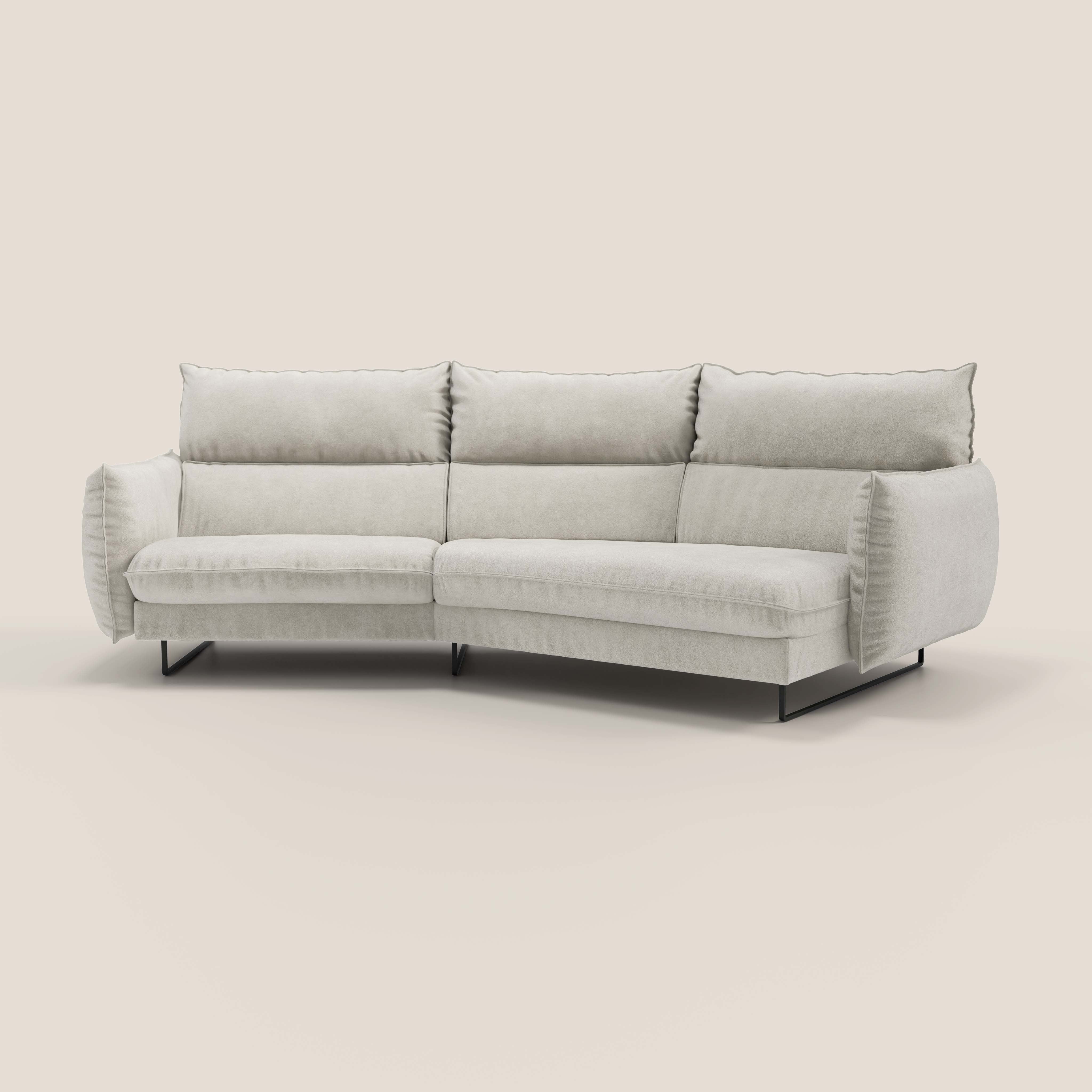 Monamour divano moderno angolare con opzione relax elettrico in microfibra smacchiabile impermeabile T11 panna - divani.store