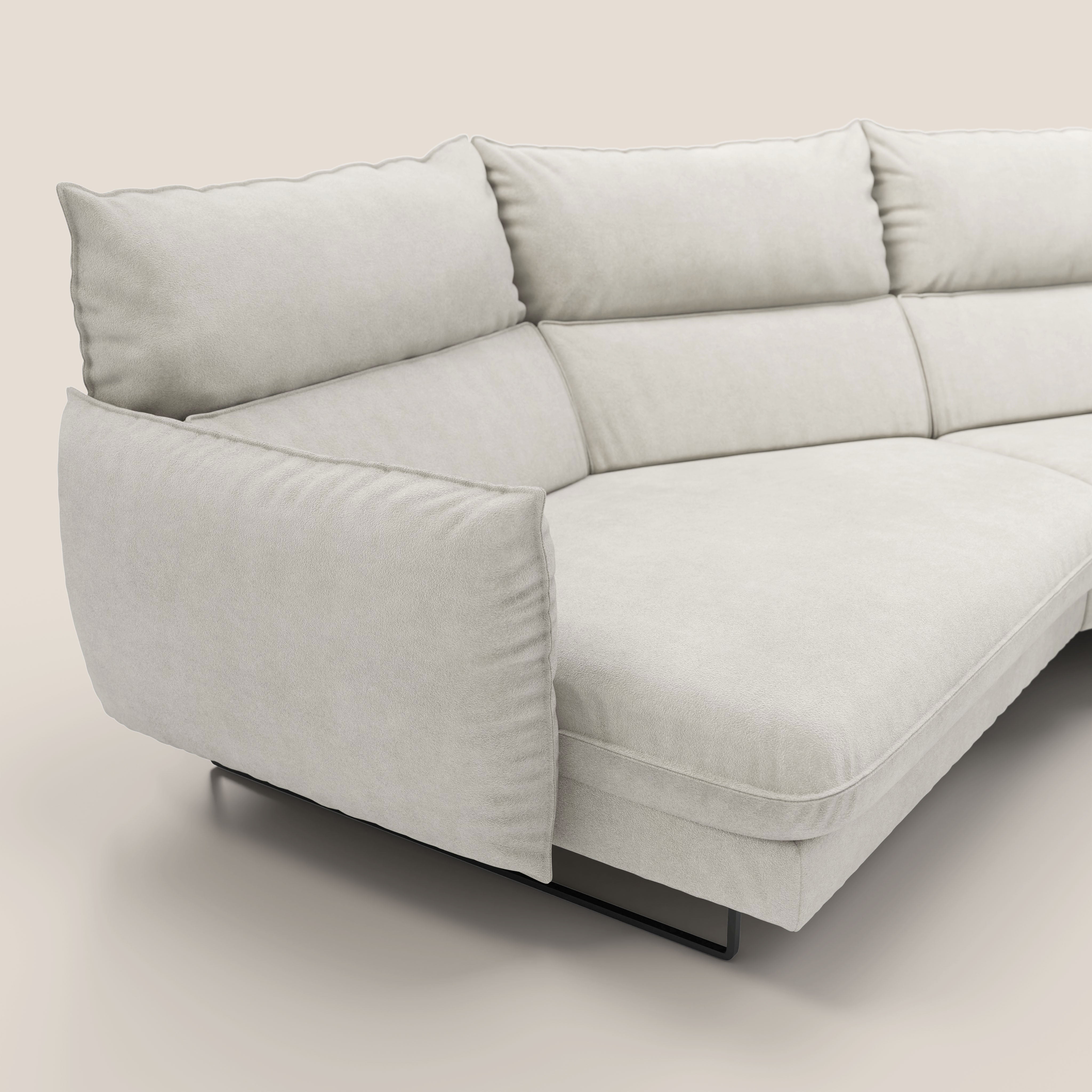 Monamour divano moderno angolare con opzione relax elettrico in microfibra smacchiabile impermeabile T11 panna - divani.store