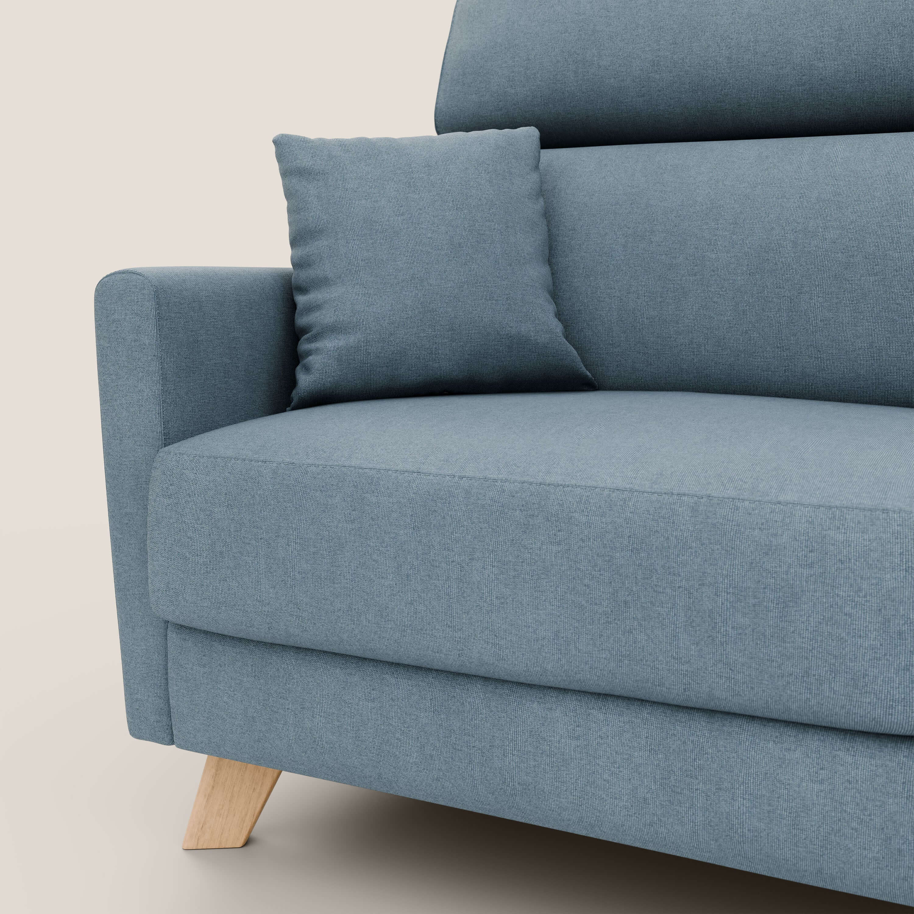 Francy divano letto matrimoniale con poggiatesta regolabili in tessuto impermeabile e smacchiabile T17 - divani.store