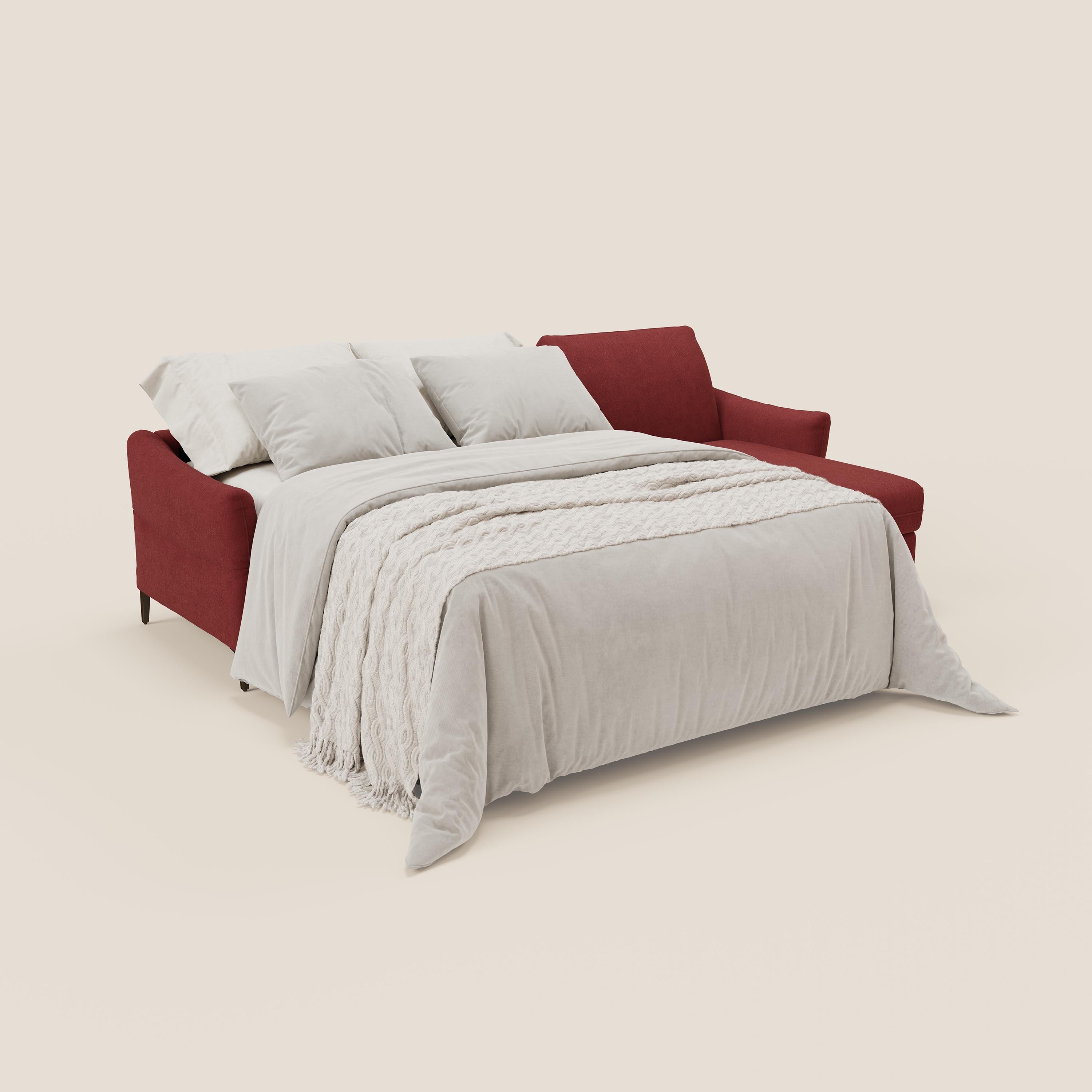 Dalia divano letto angolare con materasso alto 18 cm piedini alti e penisola contenitore in tessuto smacchiabile T17 - divani.store