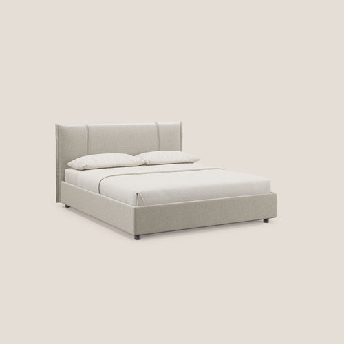 Alicia letto imbottito con vano contenitore in tessuto impermeabile T14 tortora - divani.store