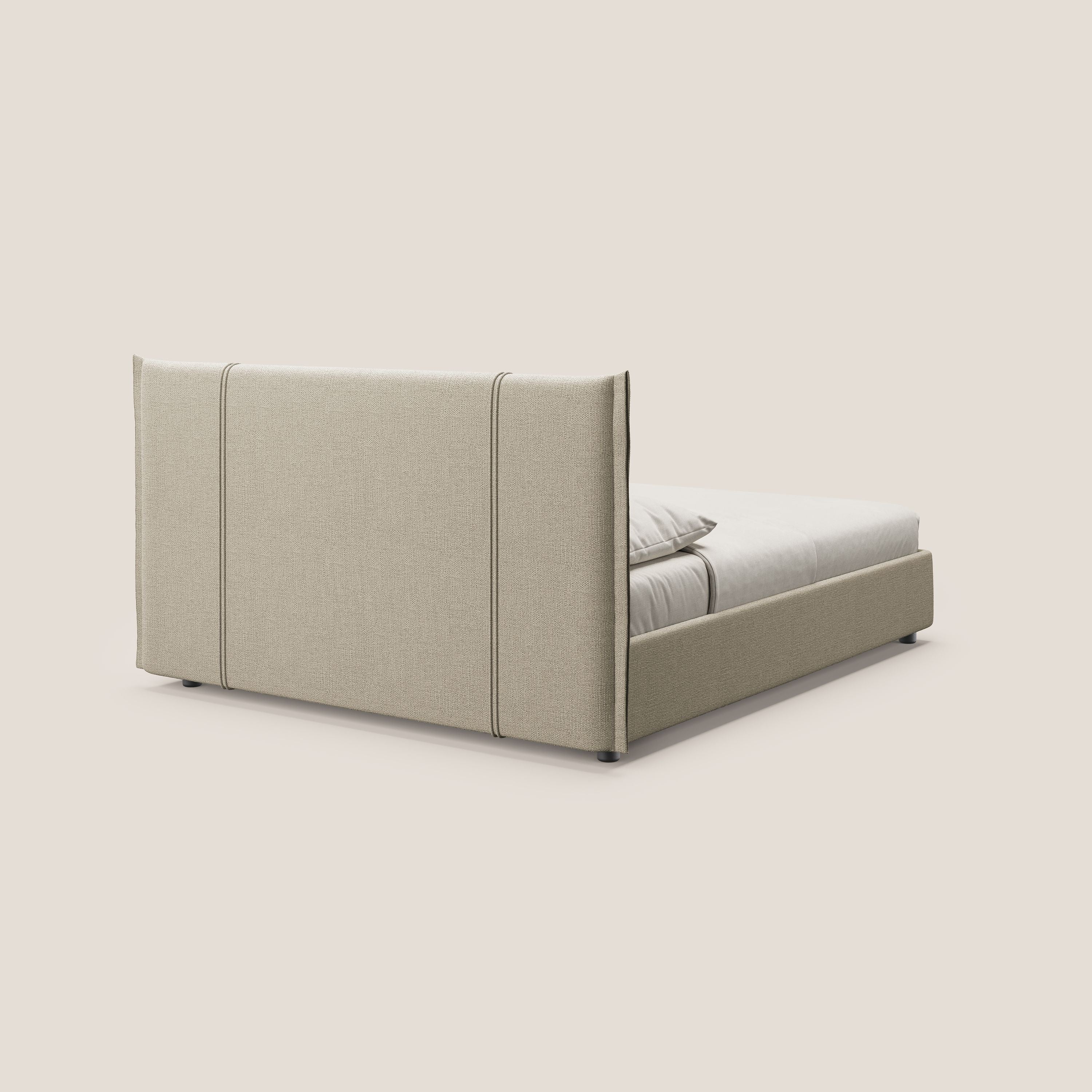 Alicia letto imbottito con vano contenitore in tessuto impermeabile T14 beige - divani.store
