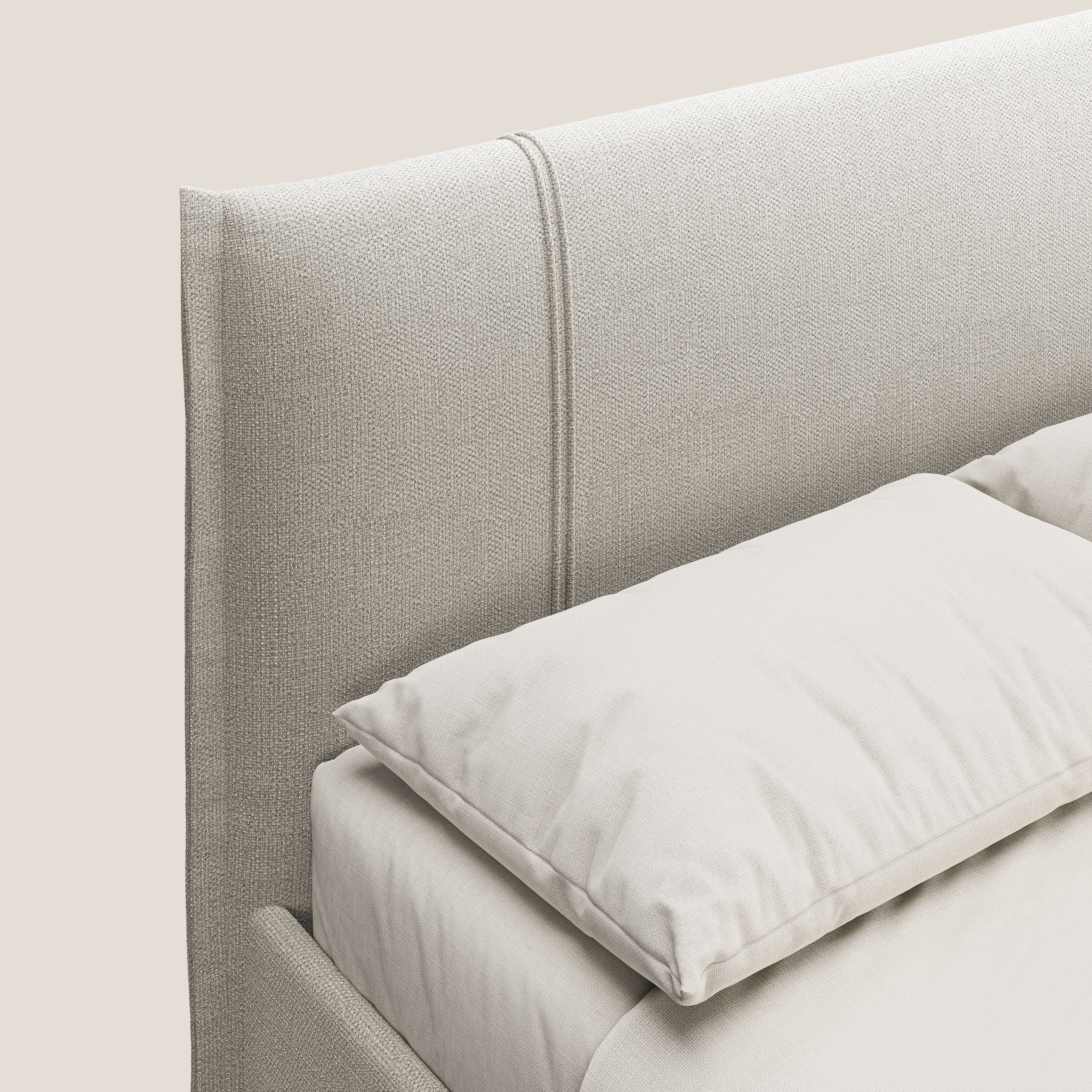 Alicia letto imbottito con vano contenitore in tessuto impermeabile T14 tortora - divani.store