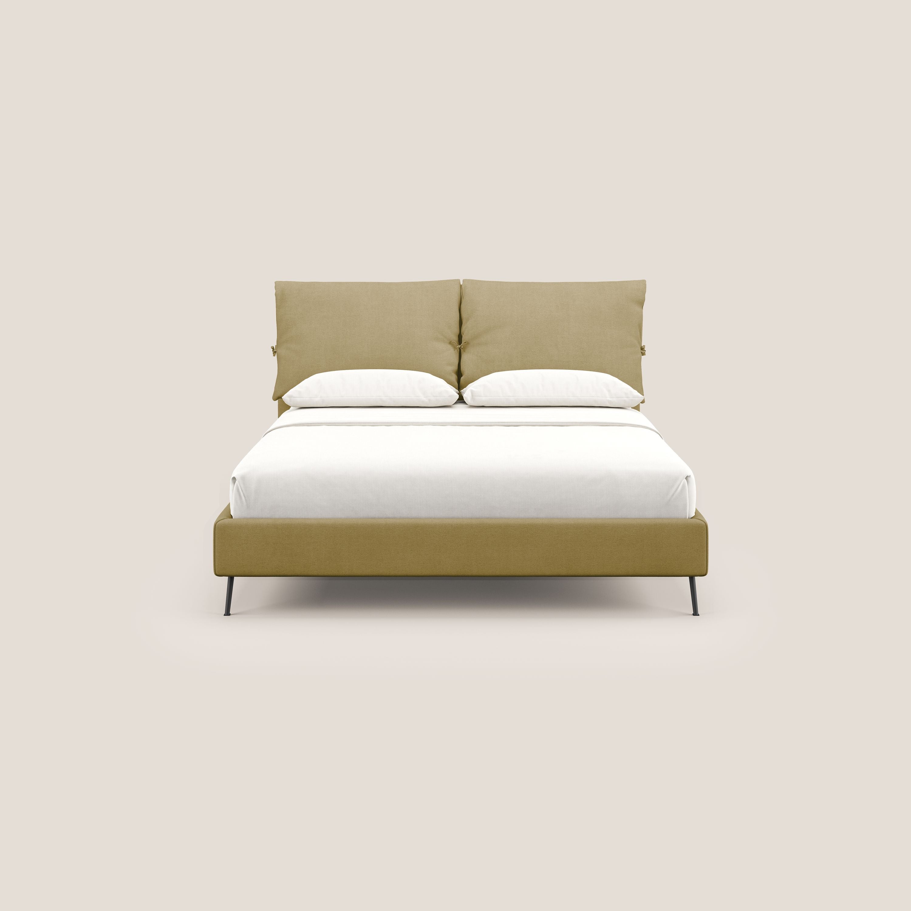 Artemisia letto imbottito con piedini alti sfoderabile in tessuto smacchiabile T17 giallo - divani.store