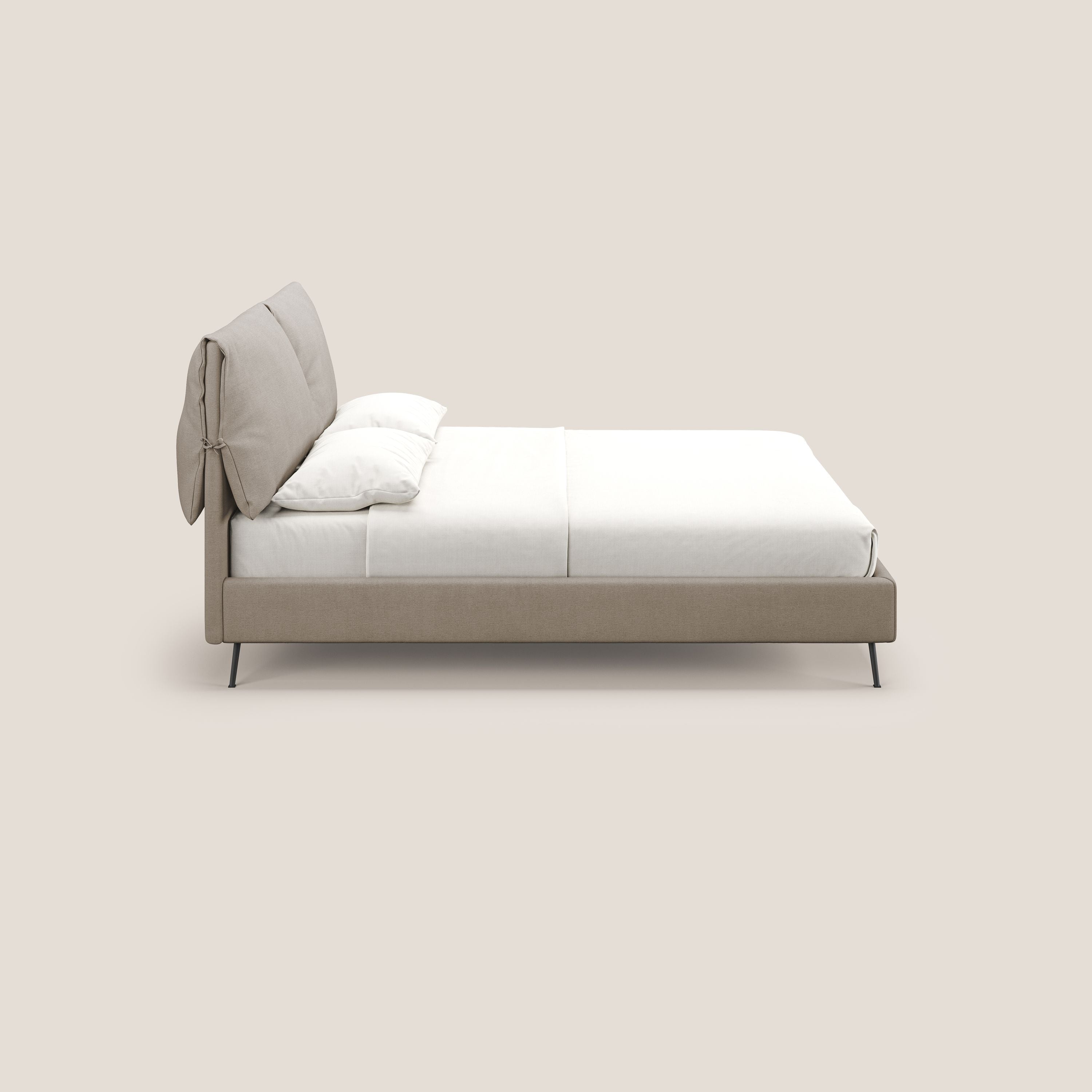 Artemisia letto imbottito con piedini alti sfoderabile in tessuto smacchiabile T17 beige - divani.store