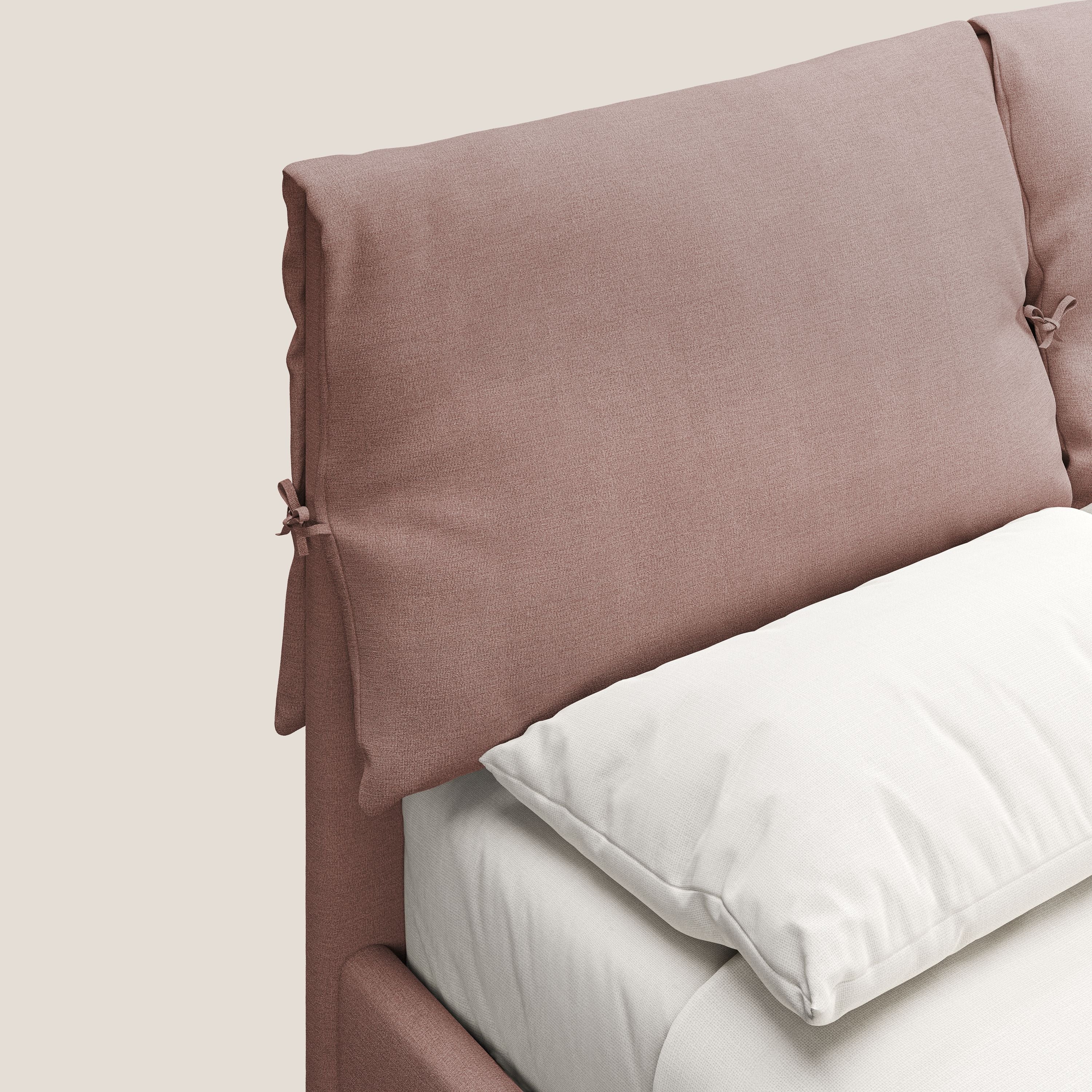 Artemisia letto imbottito con piedini alti sfoderabile in tessuto smacchiabile T17 rosa - divani.store
