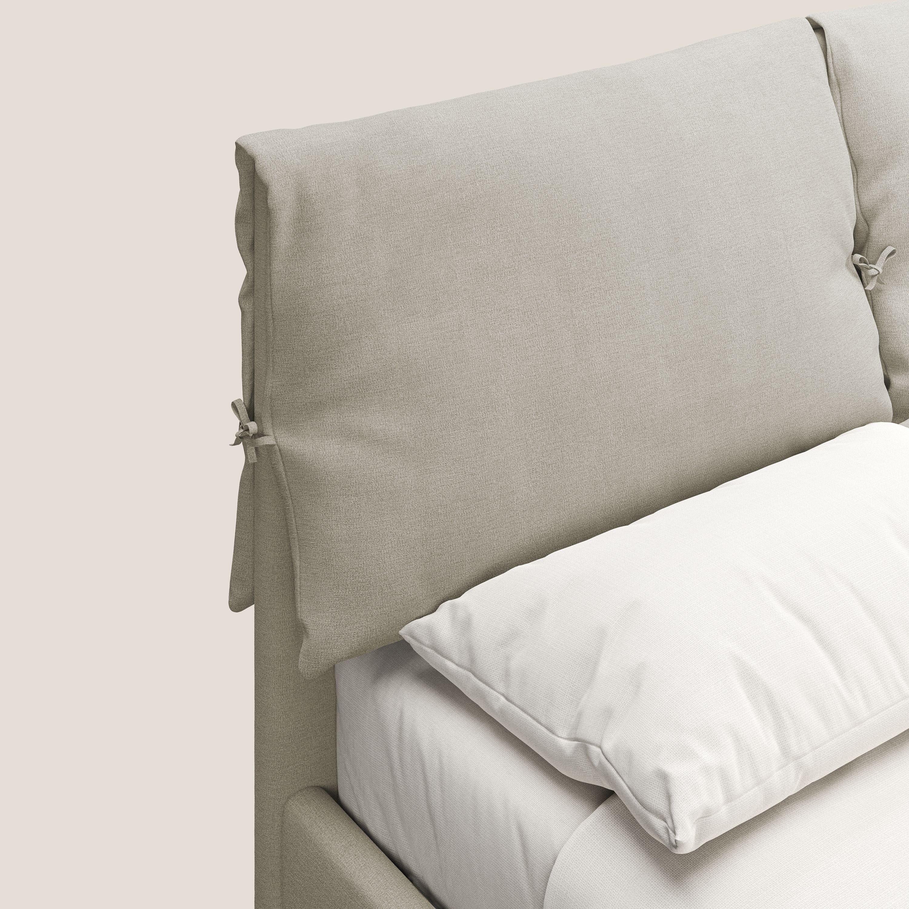 Artemisia letto imbottito con piedini alti sfoderabile in tessuto smacchiabile T17 panna - divani.store
