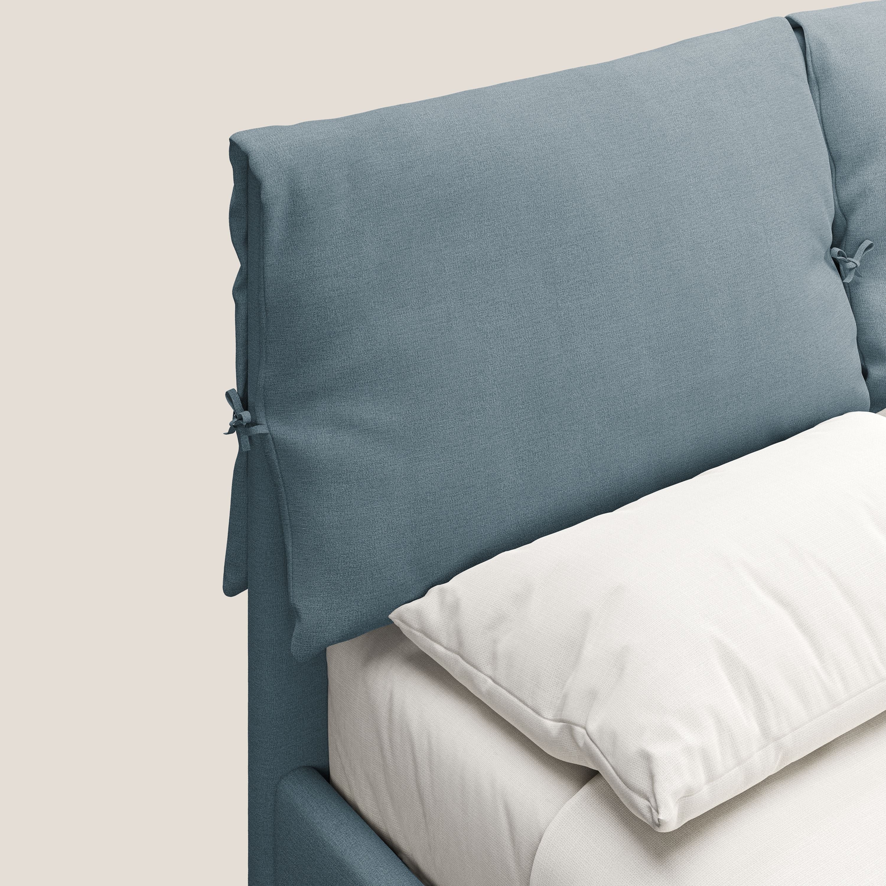 Artemisia letto imbottito con piedini alti sfoderabile in tessuto smacchiabile T17 carta da zucchero - divani.store