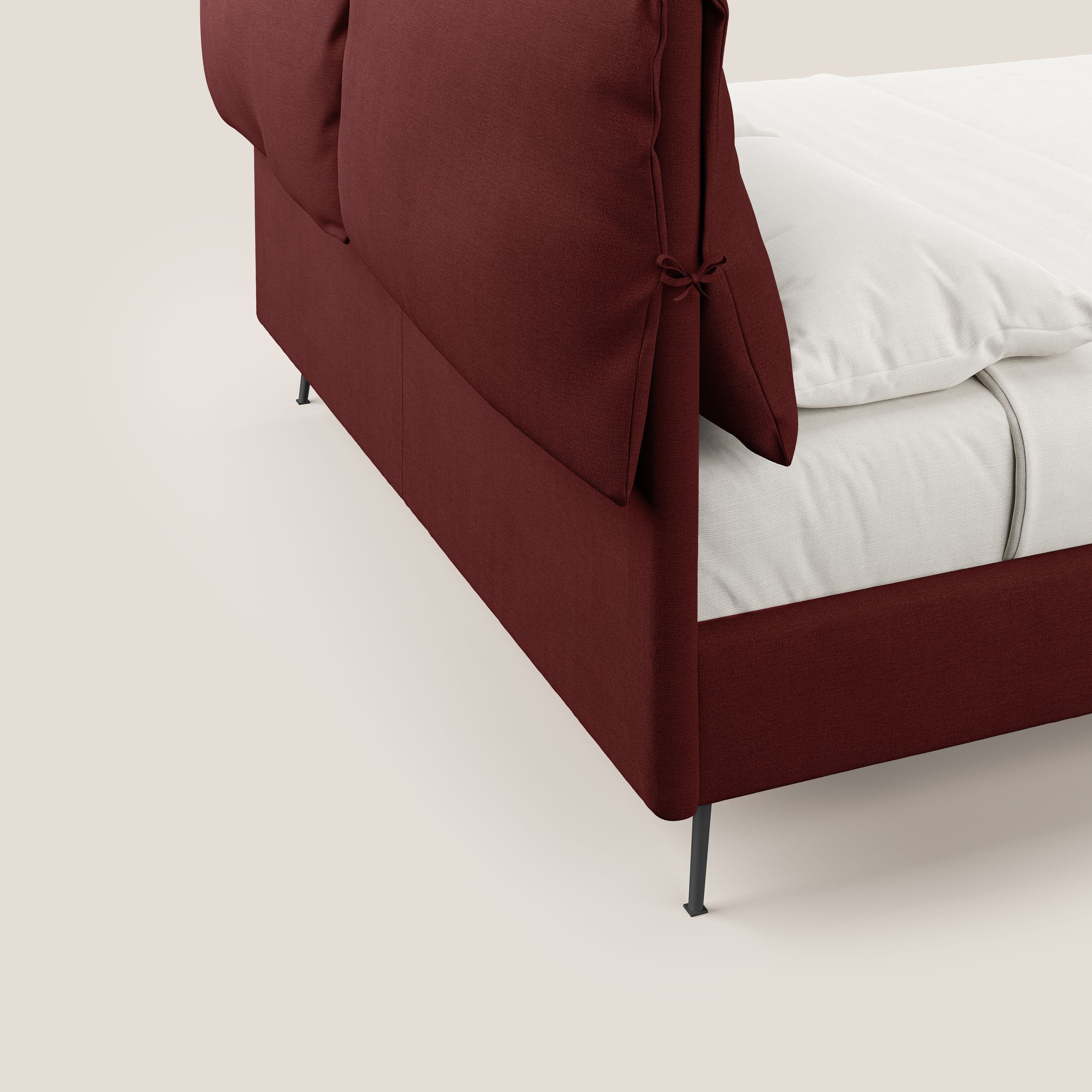 Artemisia letto imbottito con piedini alti sfoderabile in tessuto smacchiabile T17 rosso - divani.store