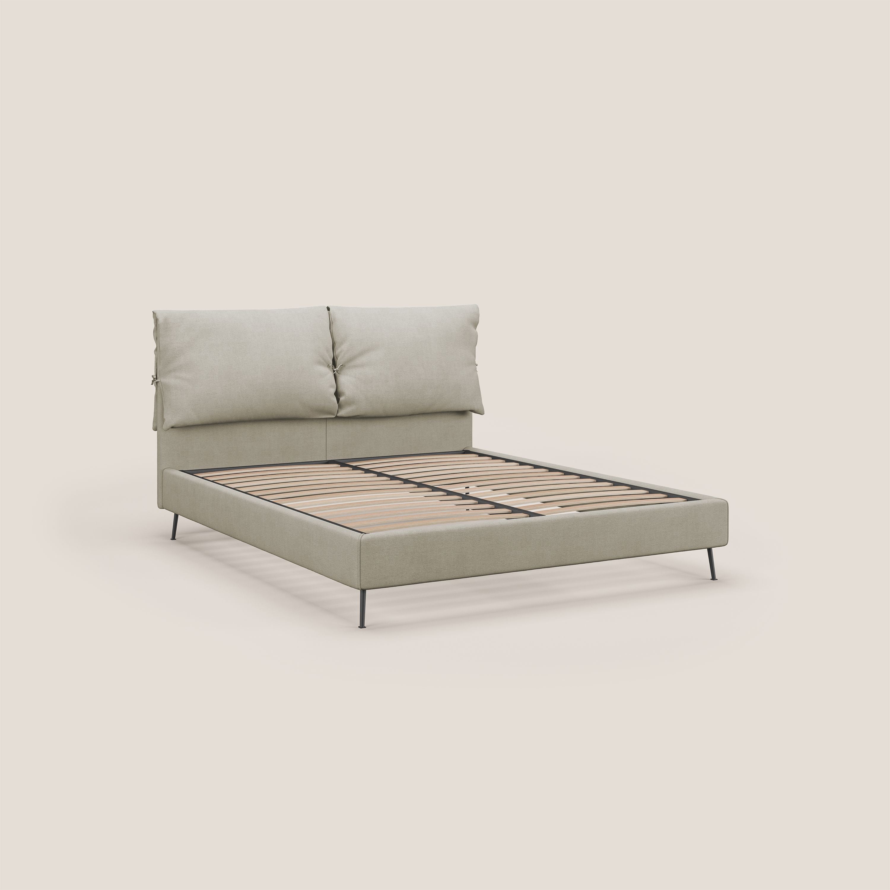 Artemisia letto imbottito con piedini alti sfoderabile in tessuto smacchiabile T17 panna - divani.store