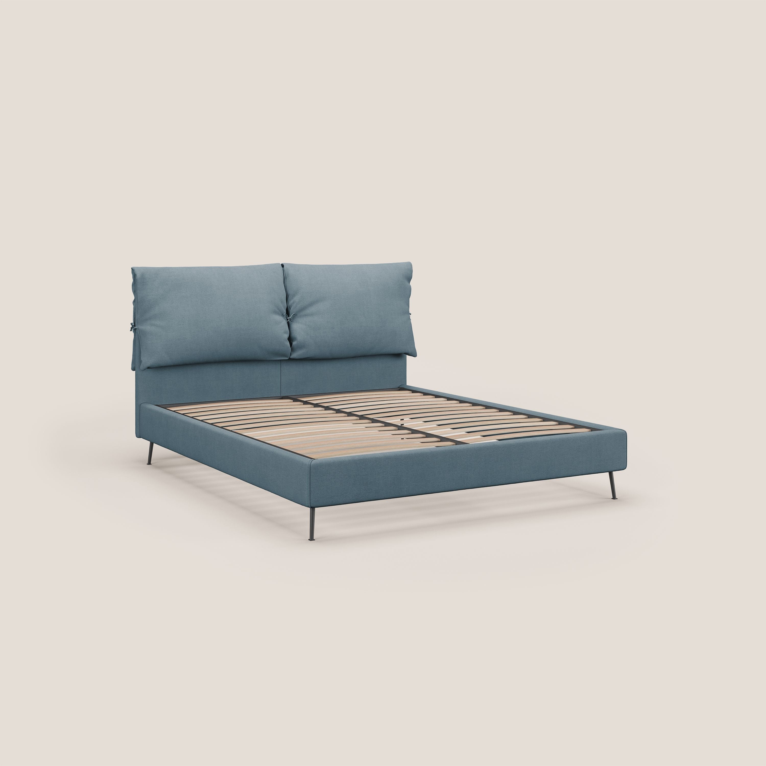 Artemisia letto imbottito con piedini alti sfoderabile in tessuto smacchiabile T17 carta da zucchero - divani.store