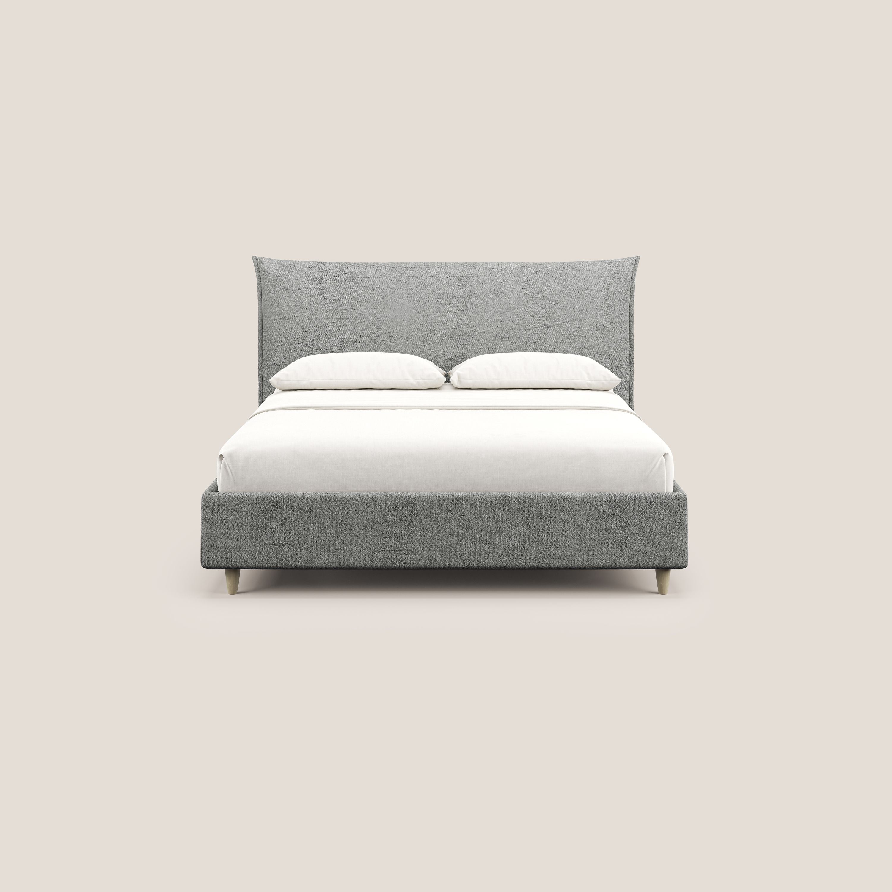 Audrey letto imbottito contenitore e sfoderabile in tessuto fiammato impermeabile T03 grigio chiaro - divani.store