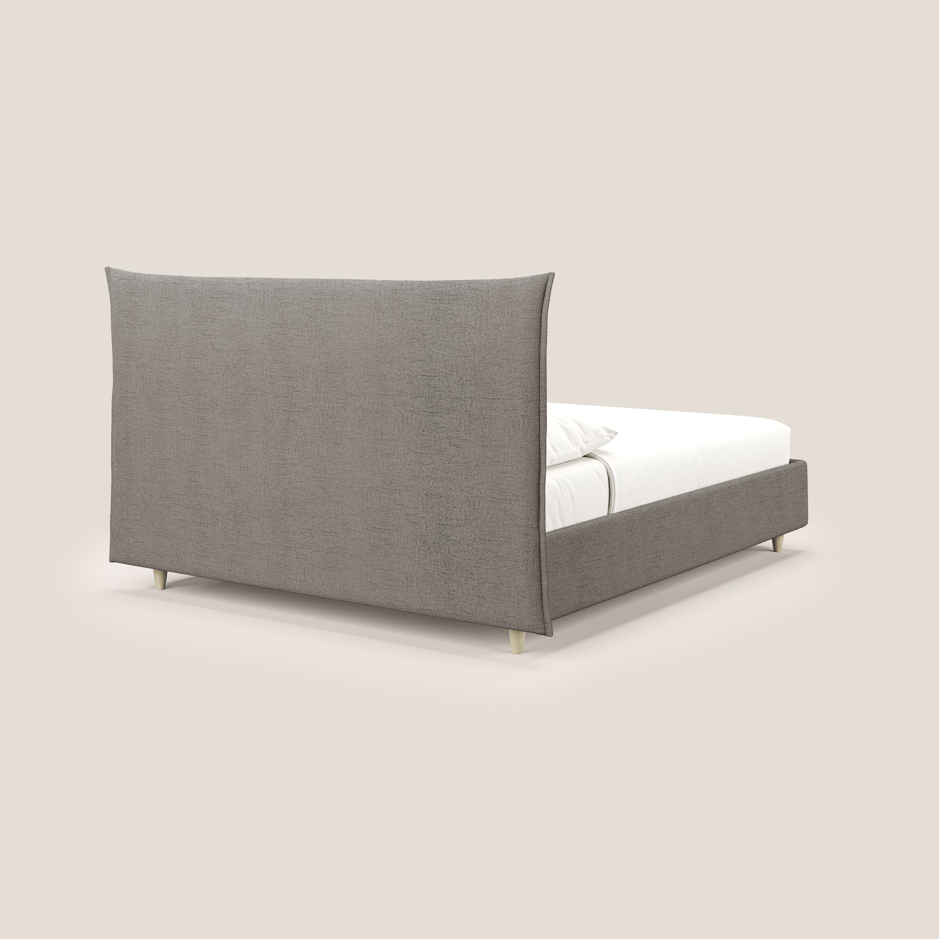 Audrey letto imbottito contenitore e sfoderabile in tessuto fiammato impermeabile T03 talpa - divani.store