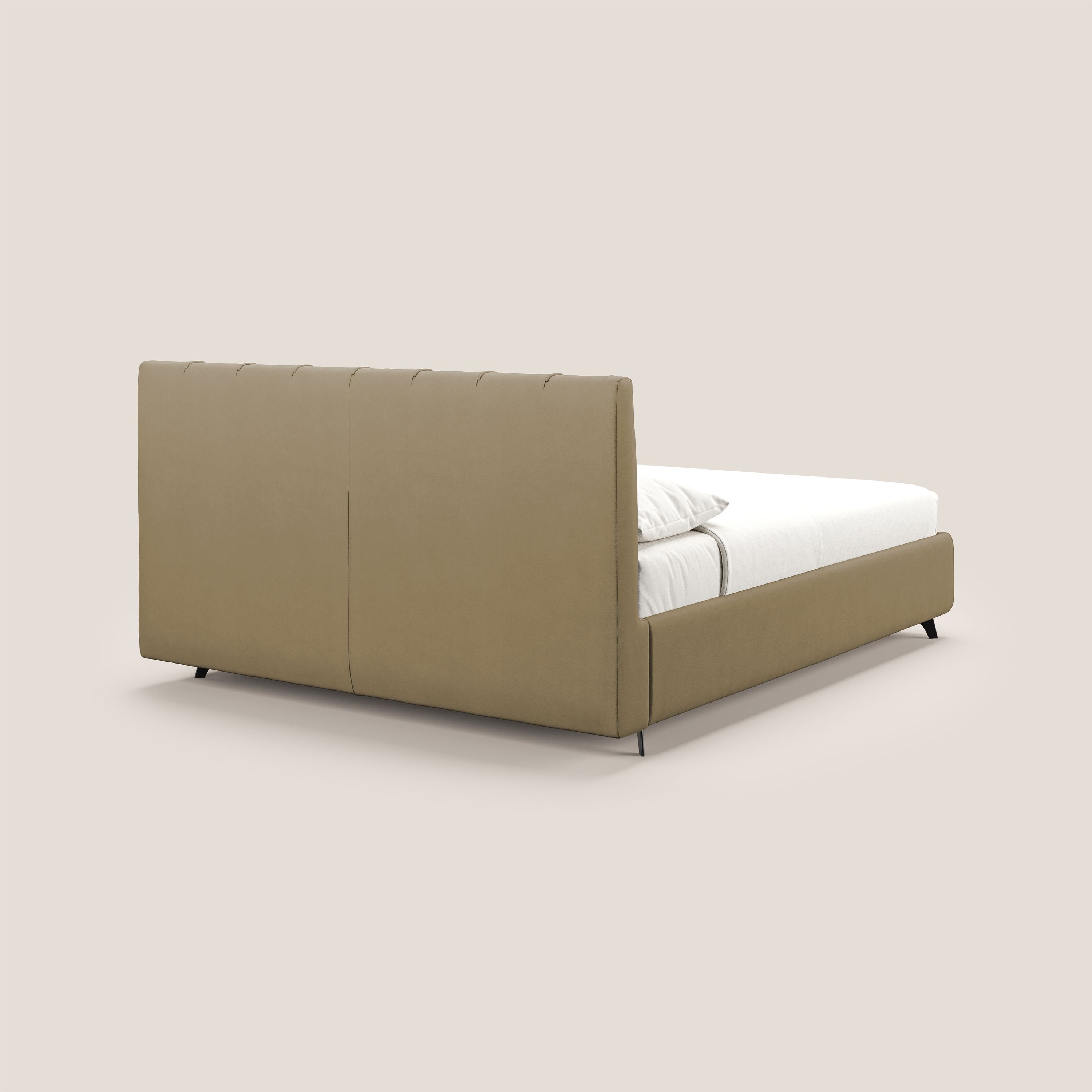 Bogart letto imbottito contenitore completamente sfoderabile in microfibra smacchiabile T11 beige - divani.store