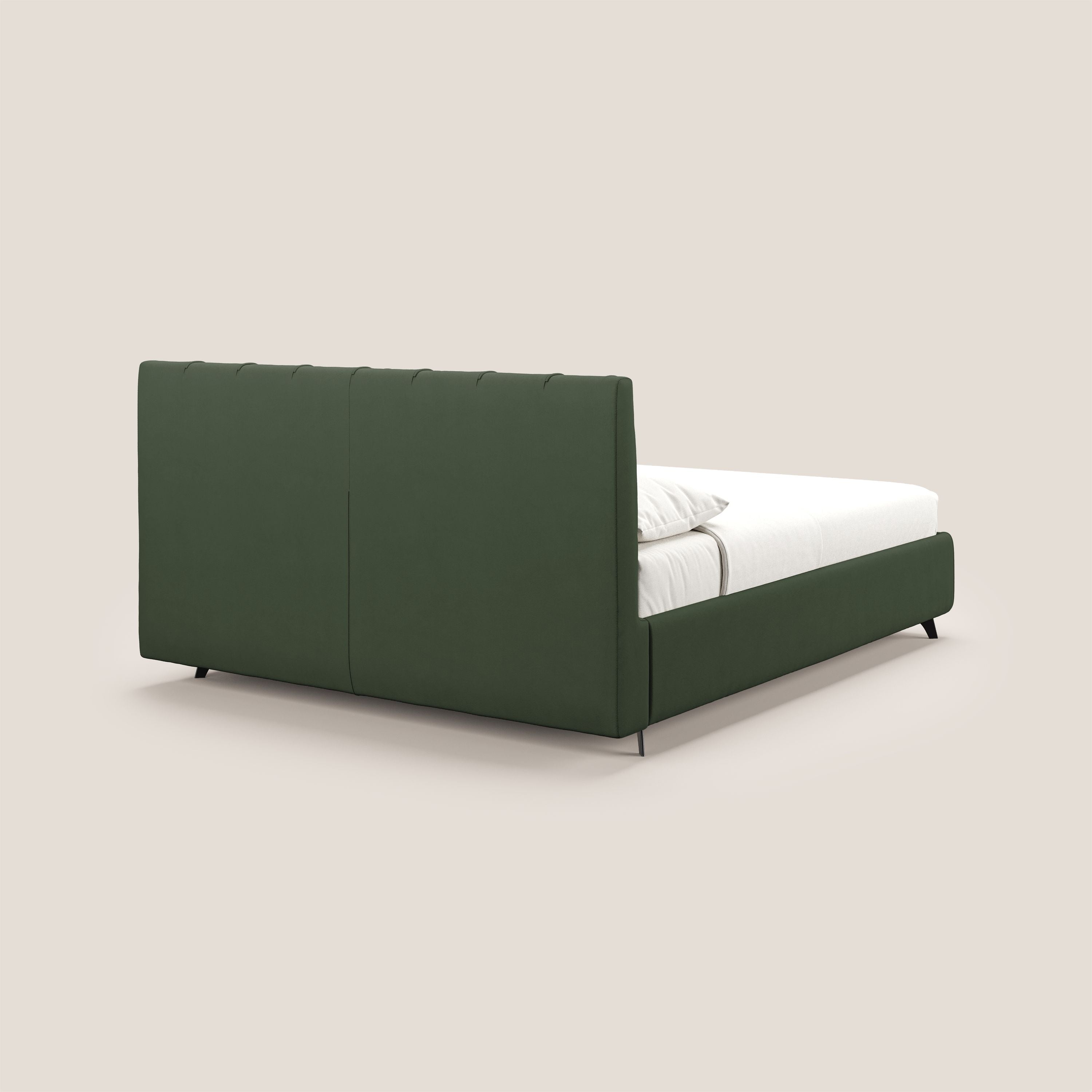 Bogart letto imbottito contenitore completamente sfoderabile in microfibra smacchiabile T11 verde - divani.store