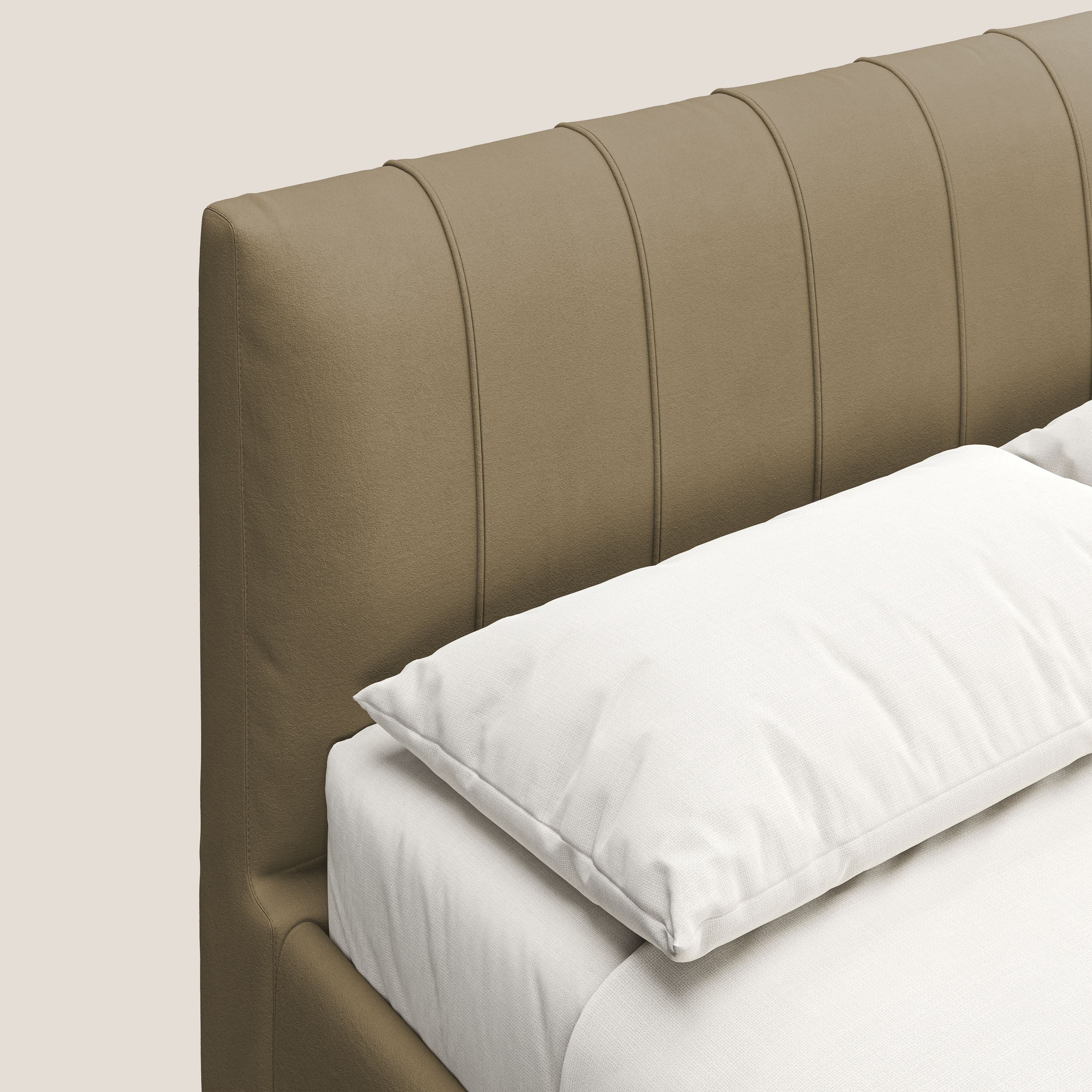 Bogart letto imbottito contenitore completamente sfoderabile in microfibra smacchiabile T11 beige - divani.store