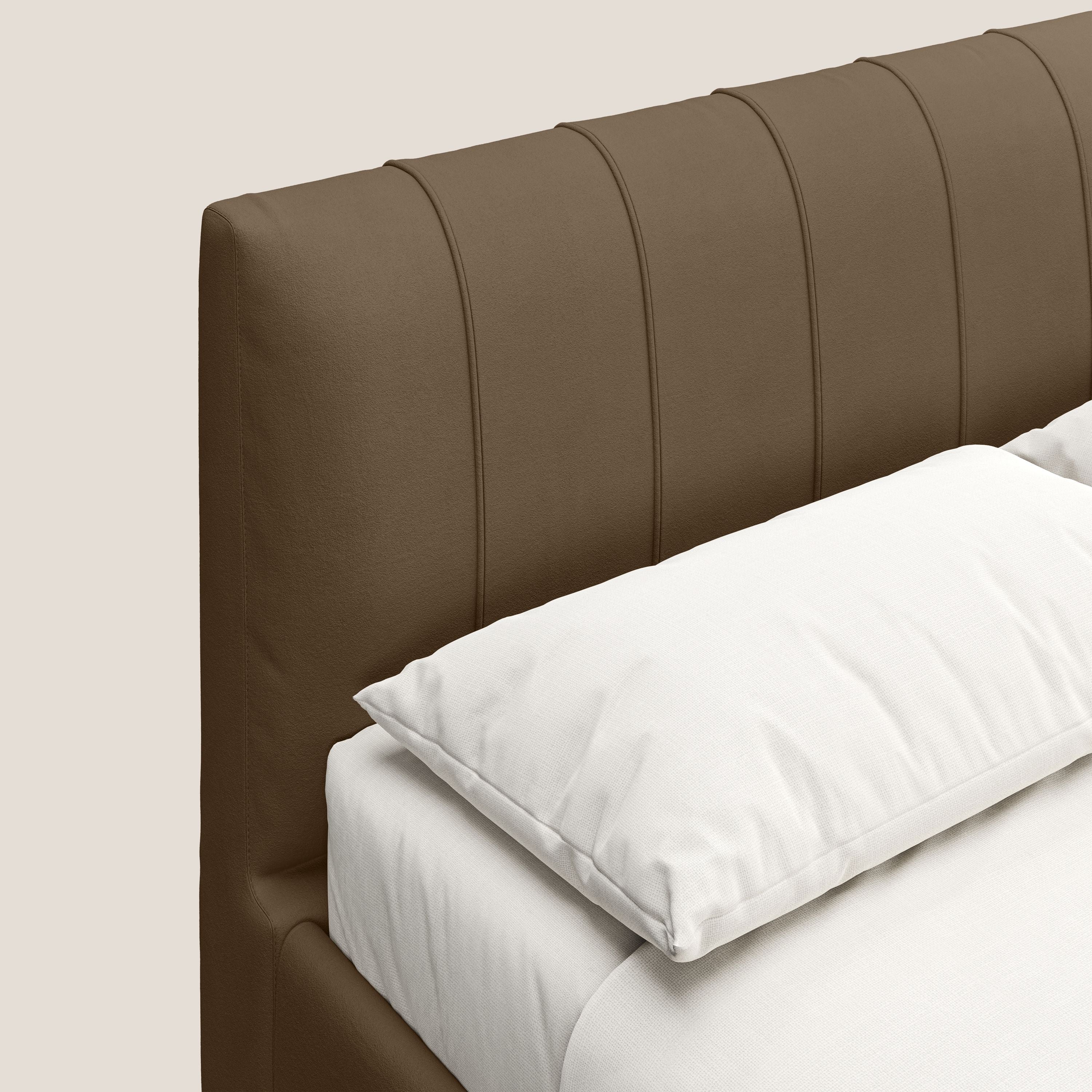 Bogart letto imbottito contenitore completamente sfoderabile in microfibra smacchiabile T11 marrone - divani.store