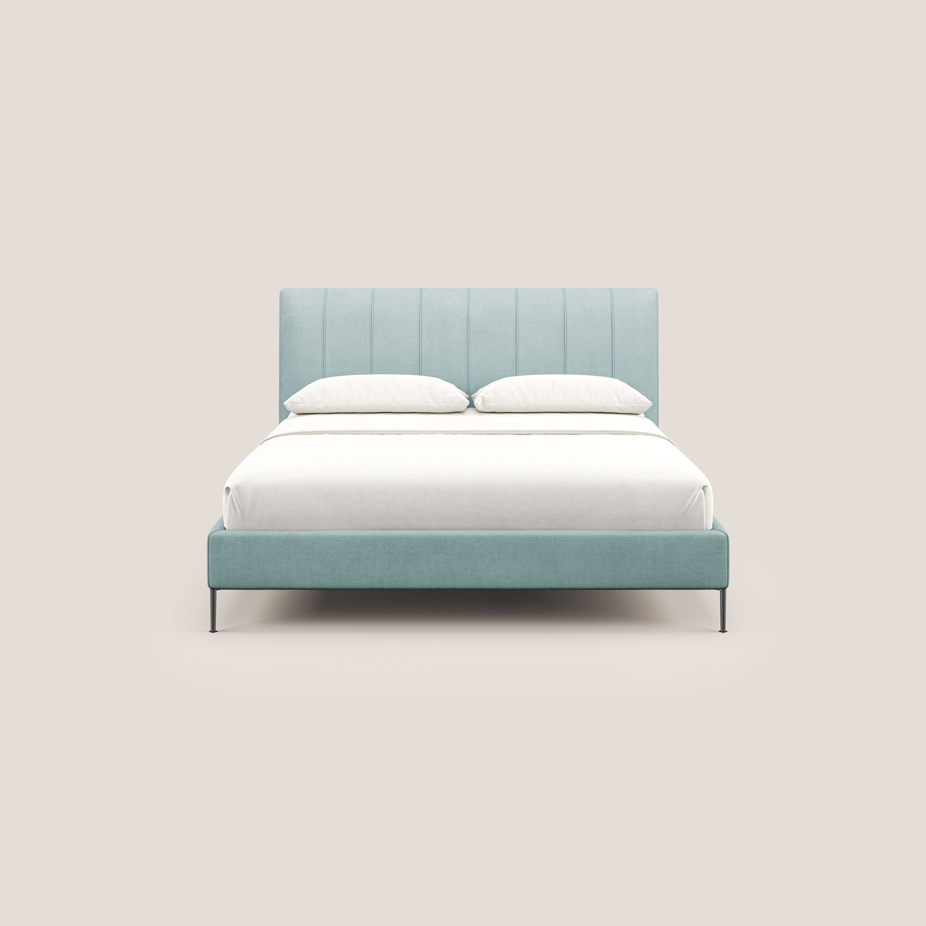 Calliope letto imbottito piedini alti completamente sfoderabile in tessuto smacchiabile T17 verde acqua - divani.store