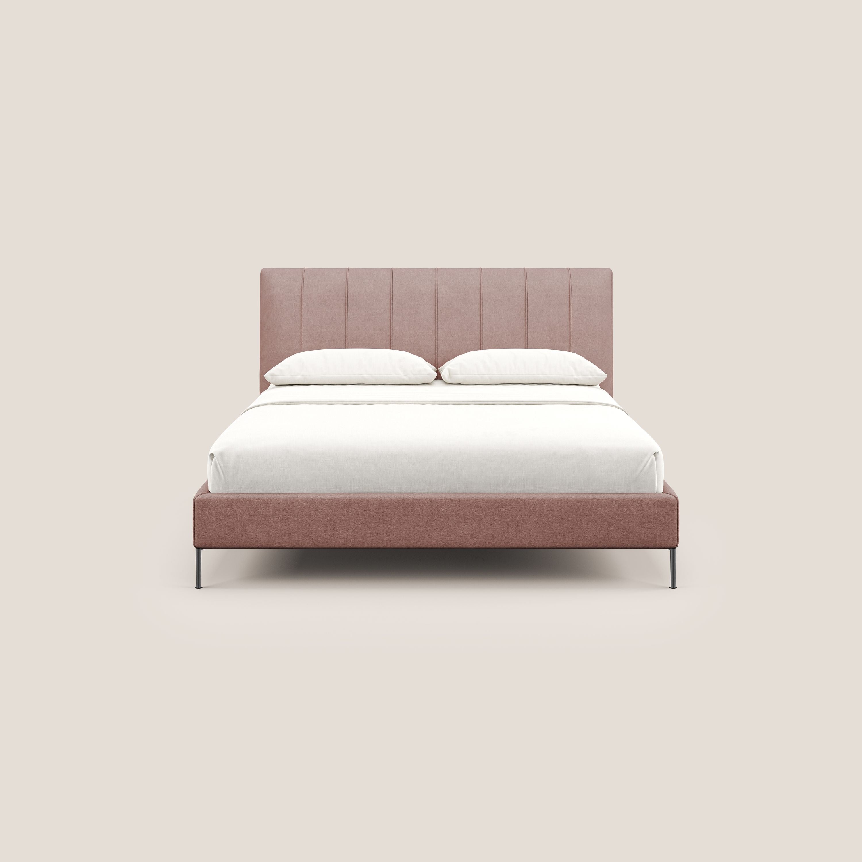 Calliope letto imbottito piedini alti completamente sfoderabile in tessuto smacchiabile T17 rosa - divani.store
