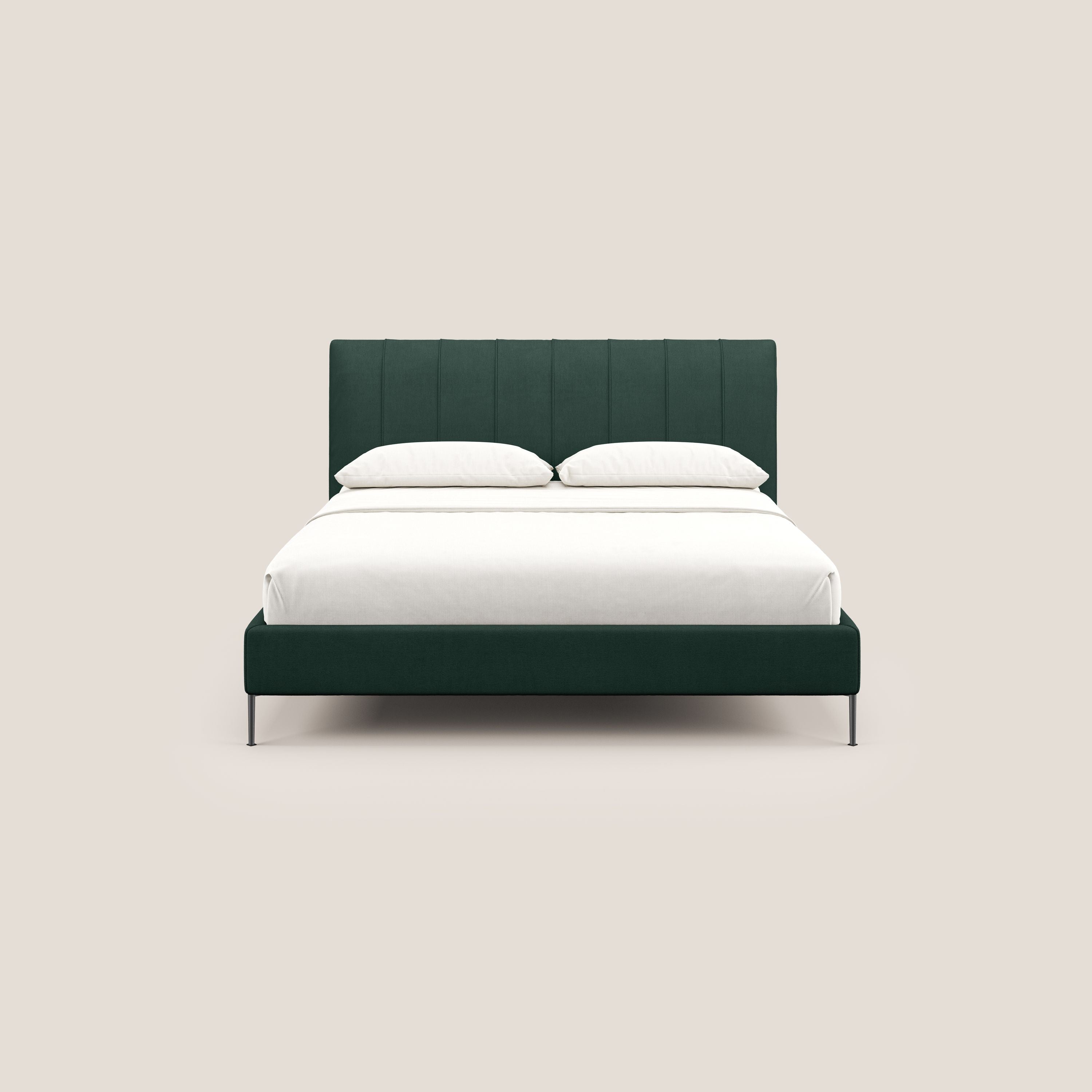 Calliope letto imbottito piedini alti completamente sfoderabile in tessuto smacchiabile T17 verde - divani.store
