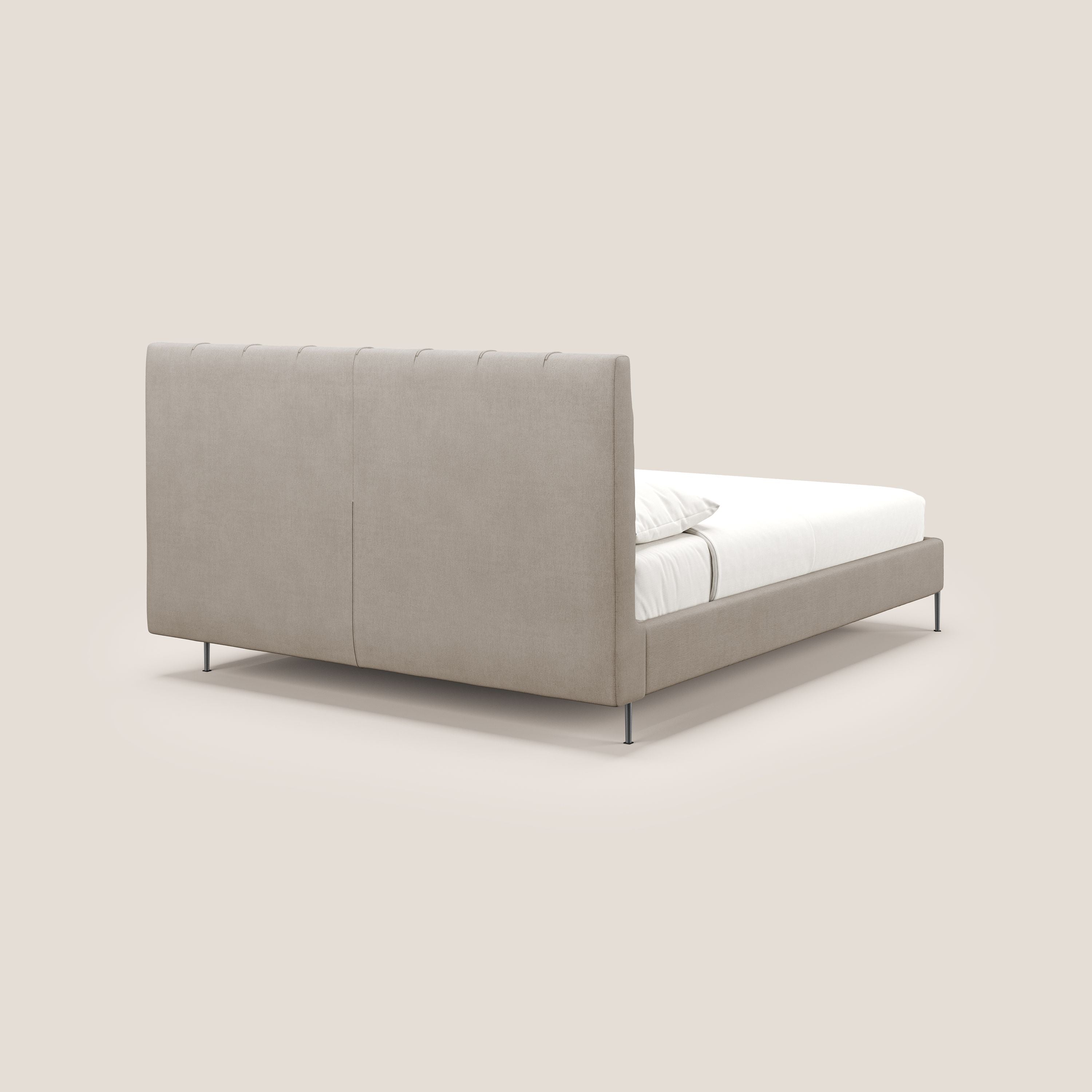 Calliope letto imbottito piedini alti completamente sfoderabile in tessuto smacchiabile T17 beige - divani.store