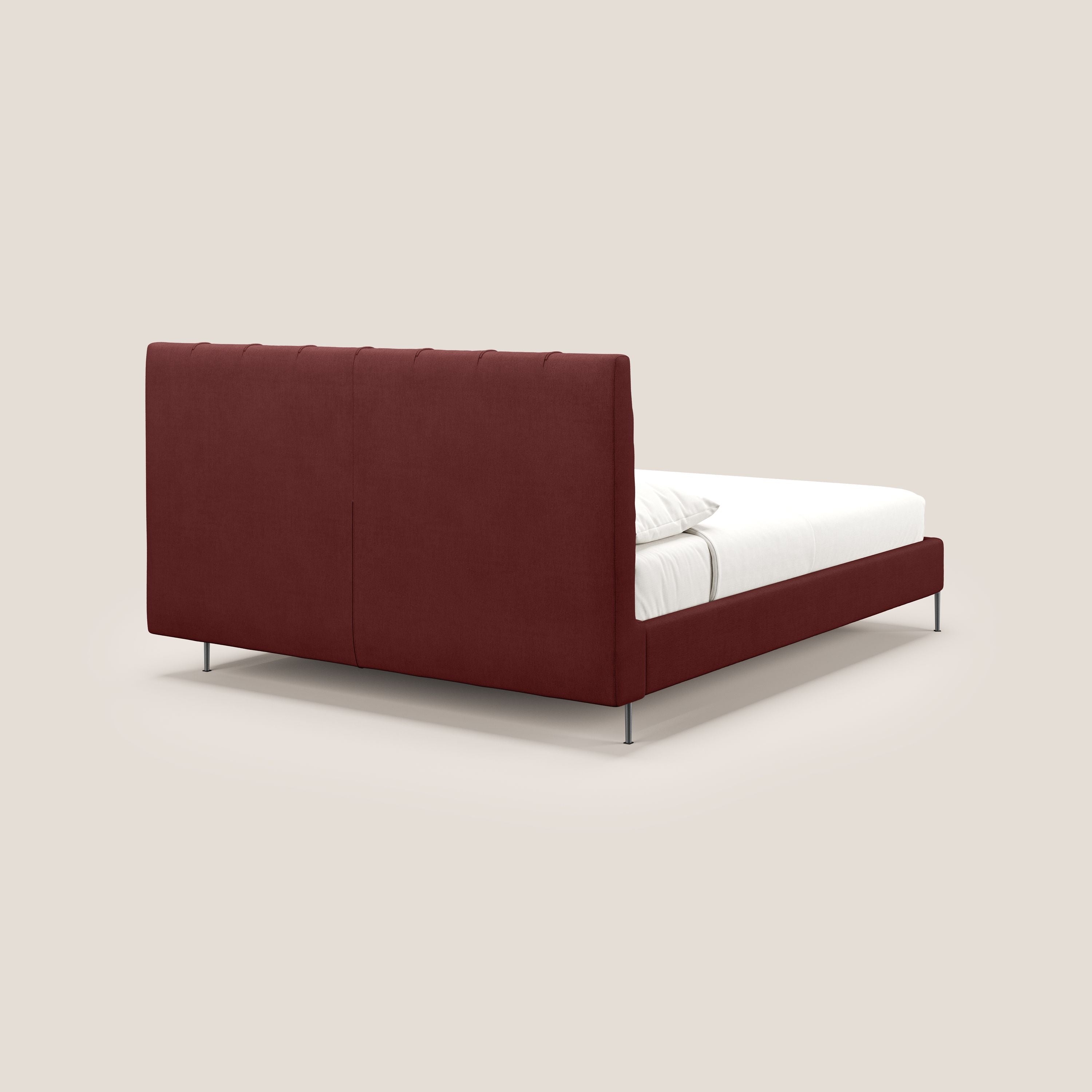 Calliope letto imbottito piedini alti completamente sfoderabile in tessuto smacchiabile T17 rosso - divani.store