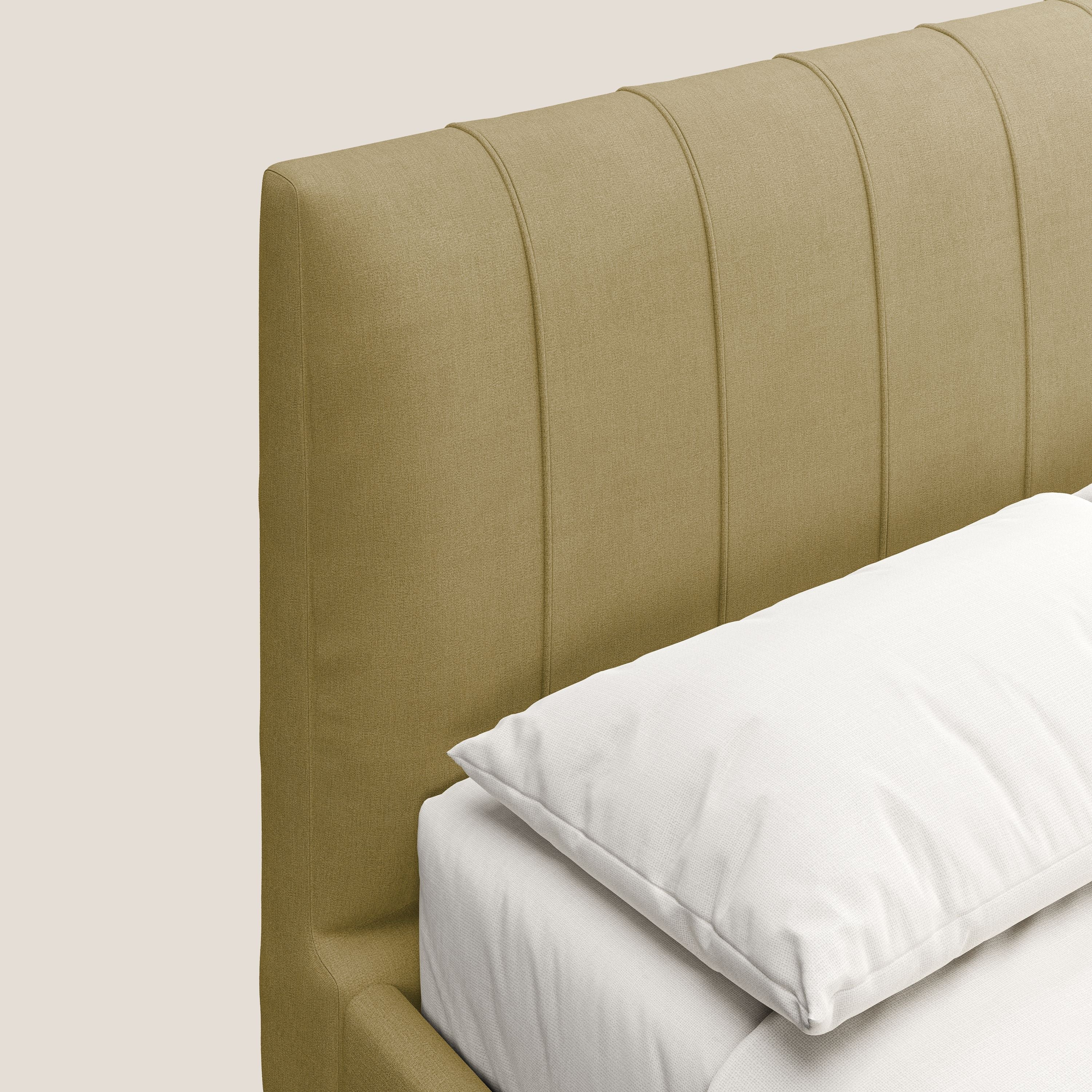 Calliope letto imbottito piedini alti completamente sfoderabile in tessuto smacchiabile T17 giallo - divani.store