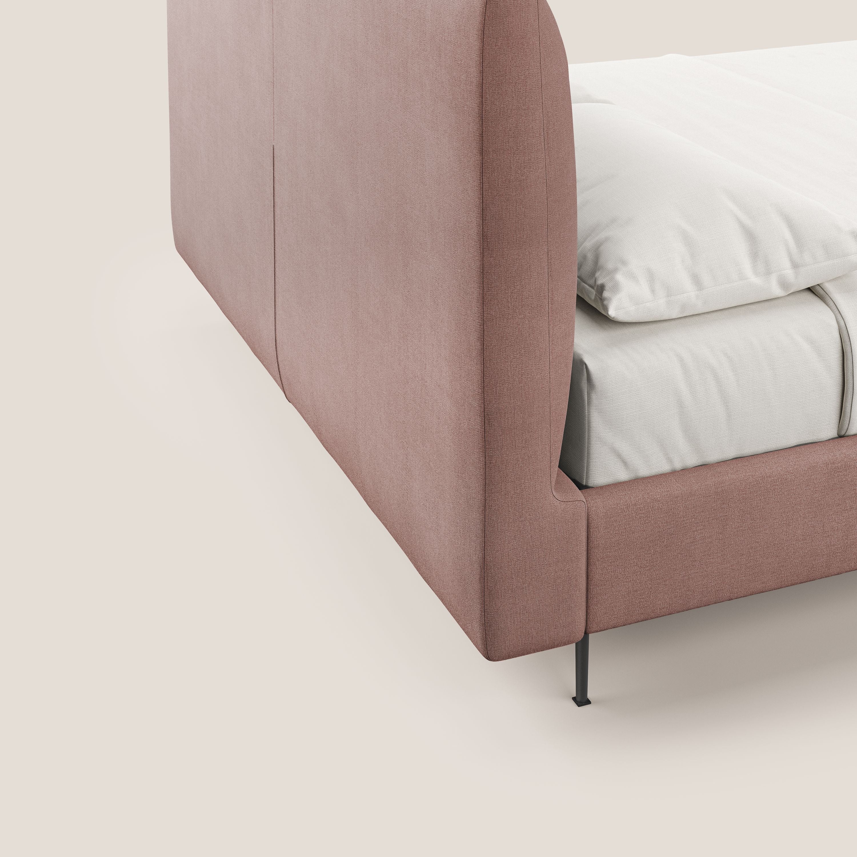 Calliope letto imbottito piedini alti completamente sfoderabile in tessuto smacchiabile T17 rosa - divani.store