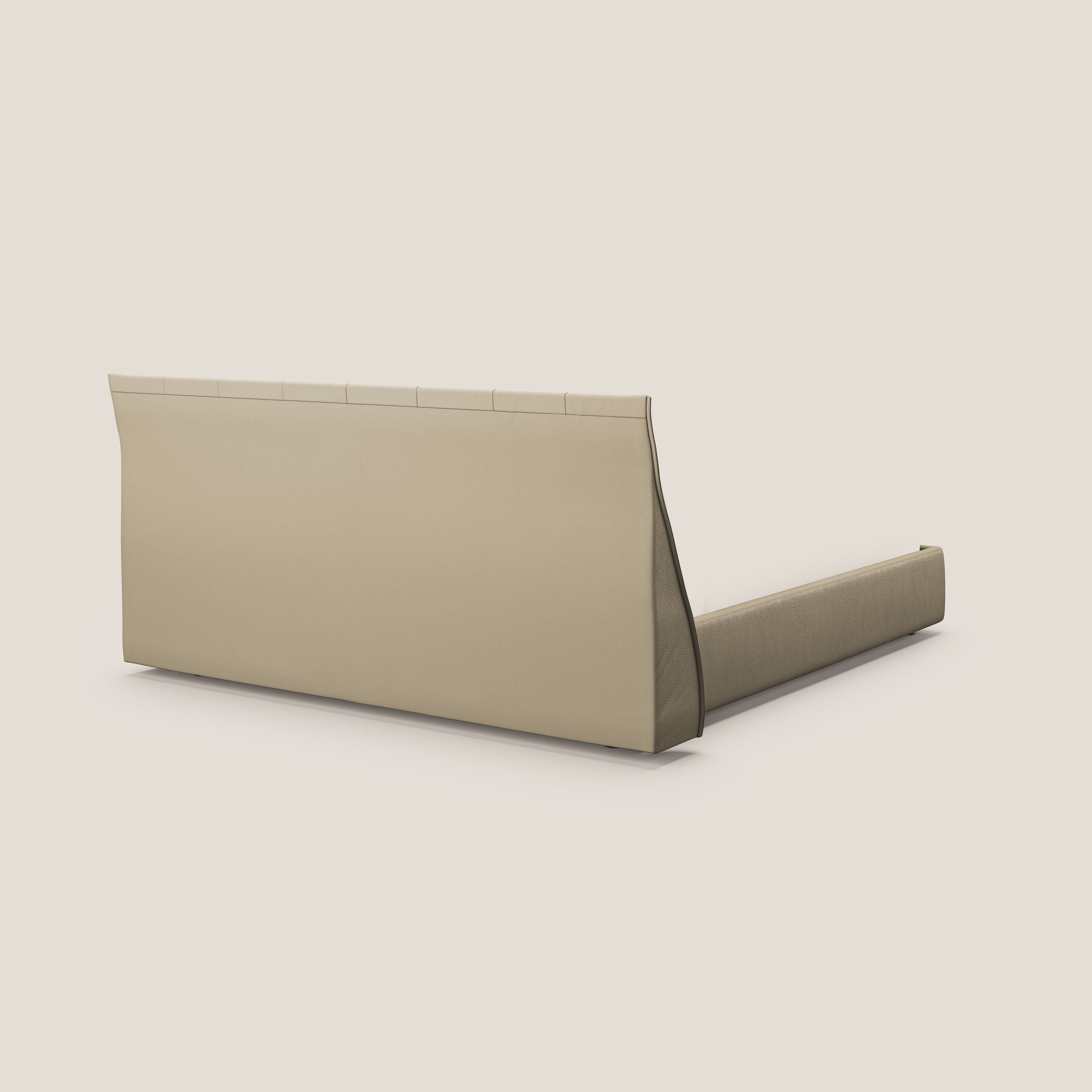 Clizia letto imbottito di design con vano contenitore in ecopelle impermeabile T04 panna - divani.store