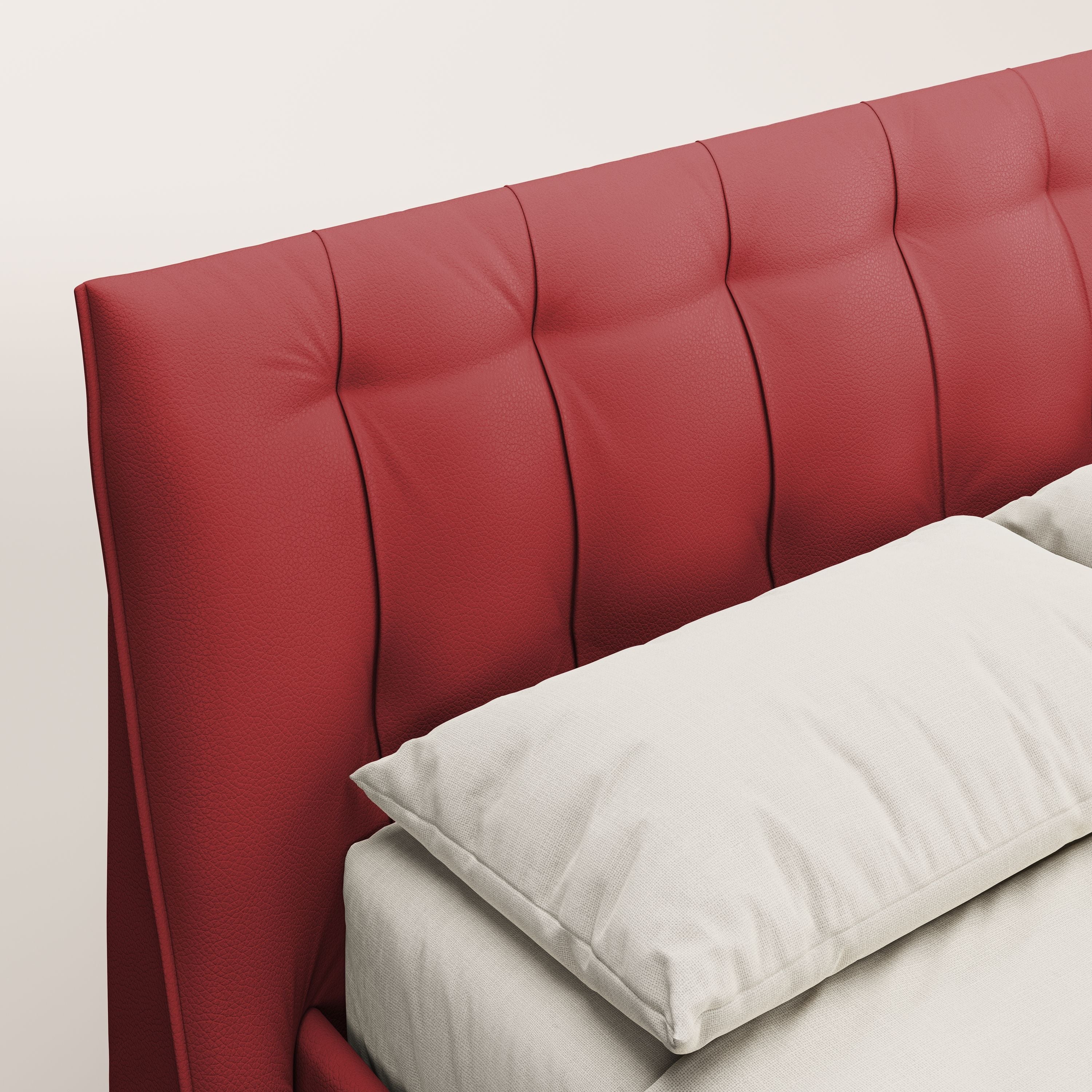 Clizia letto imbottito di design con vano contenitore in ecopelle impermeabile T04 rosso - divani.store