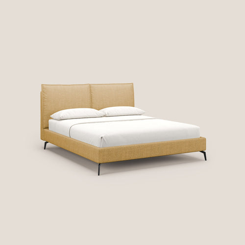 Cloe letto imbottito con piedi in metallo sfoderabile in tessuto fiammato impermeabile T06 giallo - divani.store