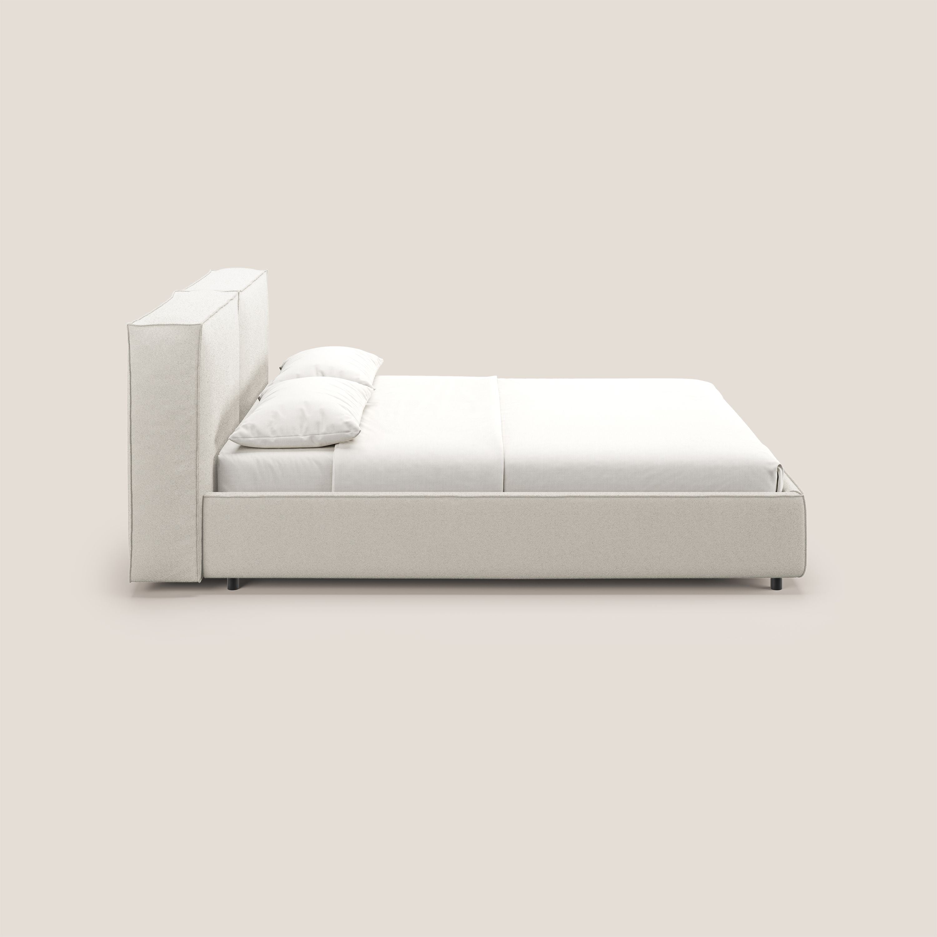 Cocoon letto imbottito contenitore sfoderabile in bouclet impermeabile T07 bianco - divani.store
