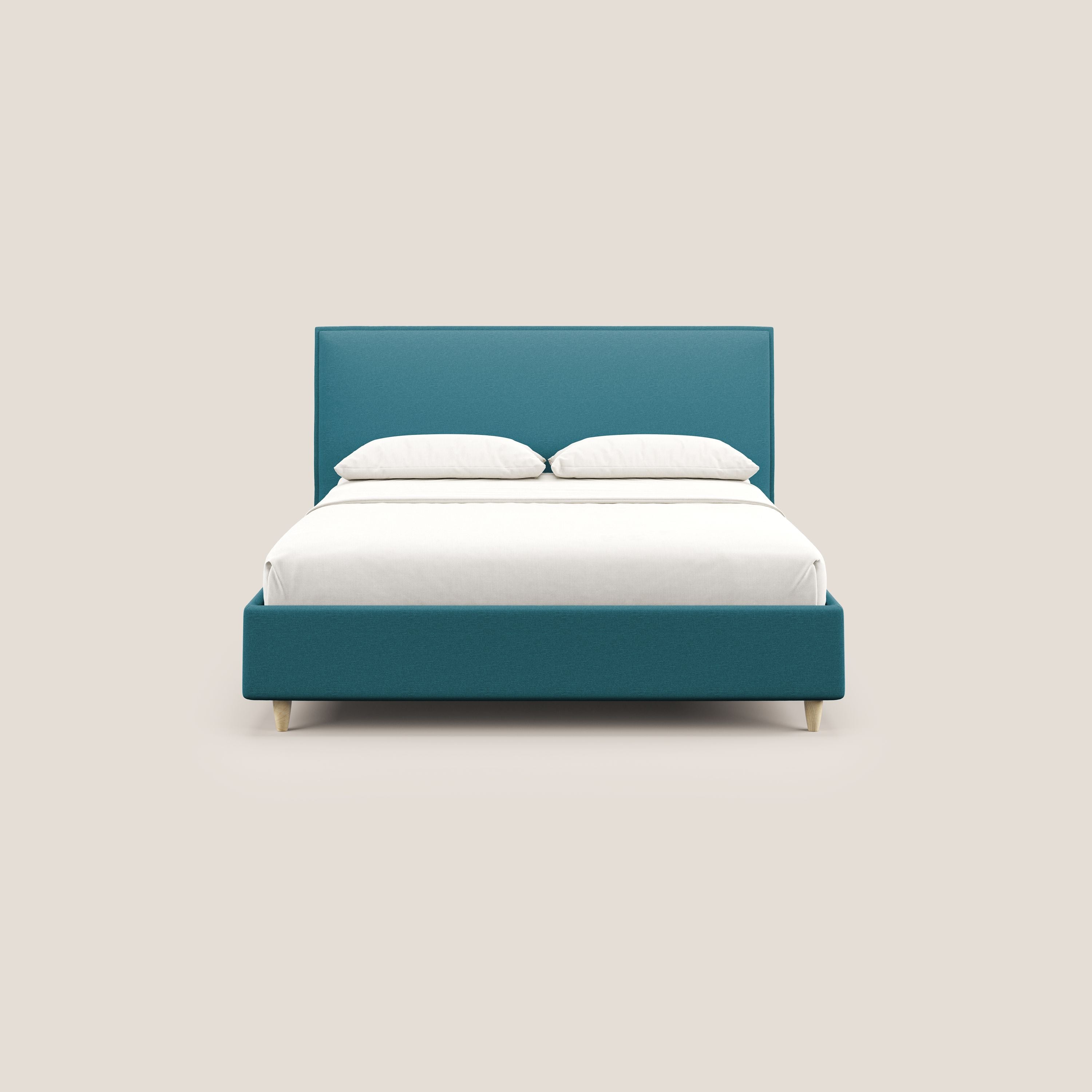 Costanza letto contenitore e sfoderabile in tessuto misto cotone impermeabile T13 azzurro - divani.store
