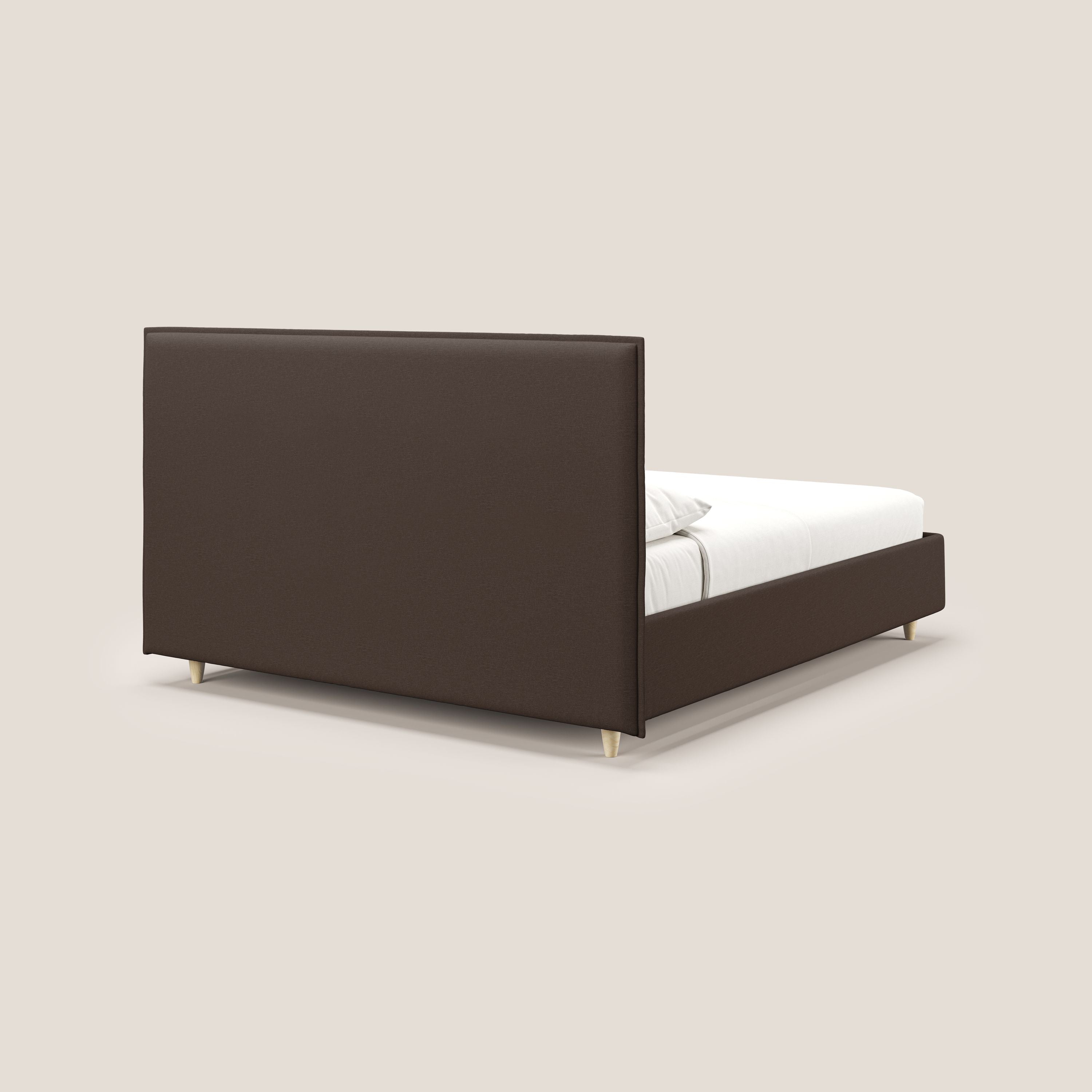 Costanza letto contenitore e sfoderabile in tessuto misto cotone impermeabile T13 marrone - divani.store