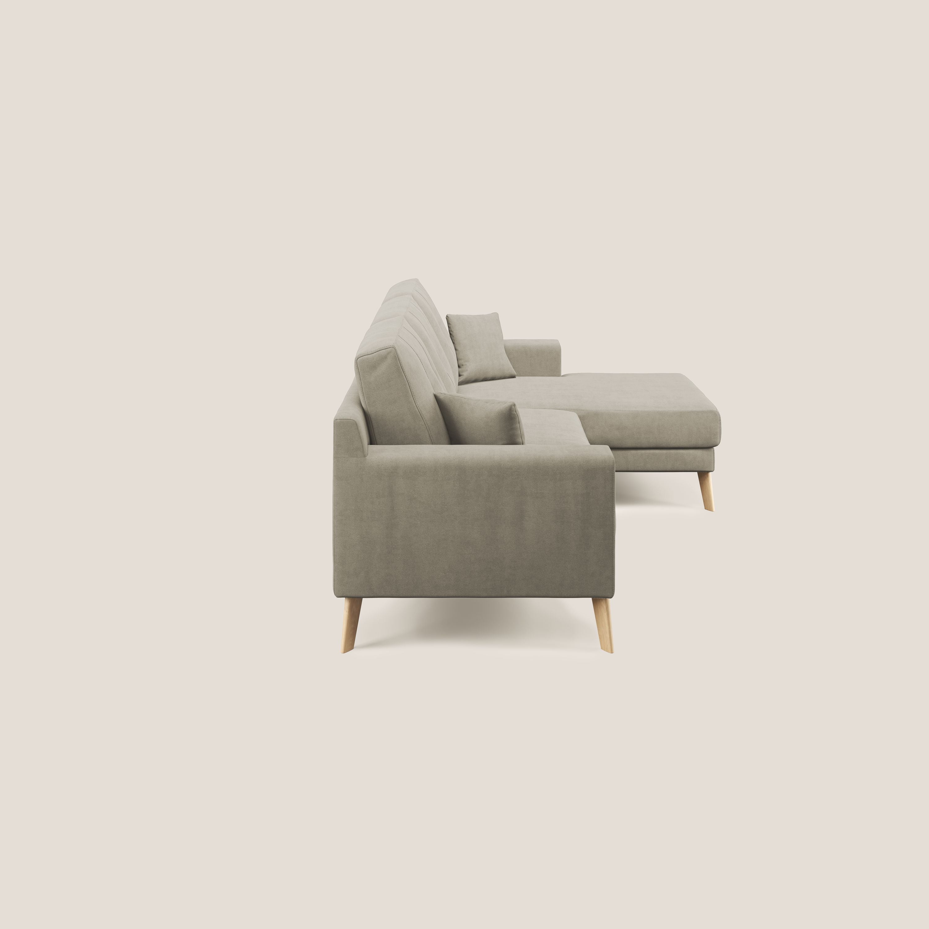 Danish divano angolare REVERSIBILE in tessuto morbido impermeabile T02 panna - divani.store