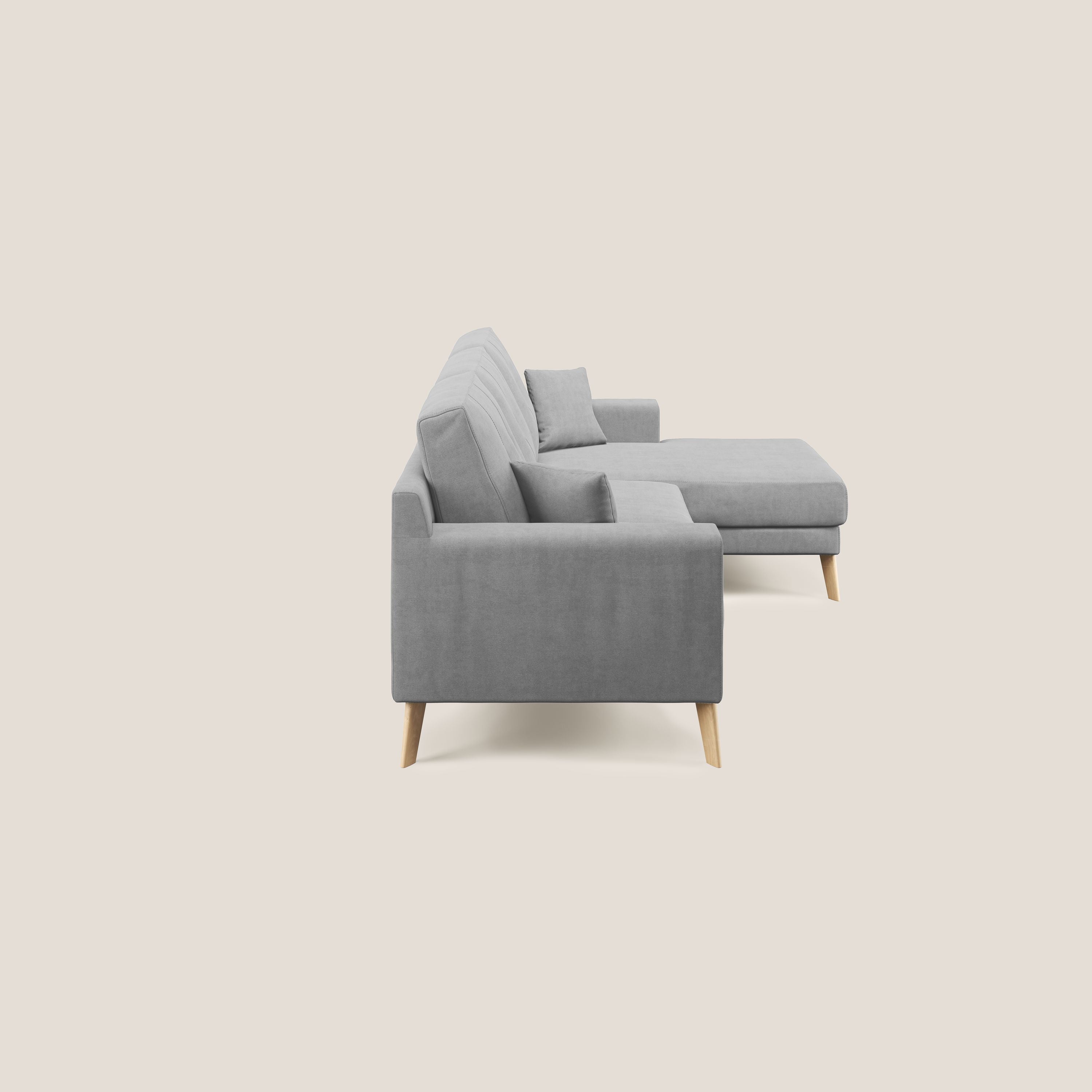 Danish divano angolare REVERSIBILE in tessuto morbido impermeabile T02 grigio chiaro - divani.store