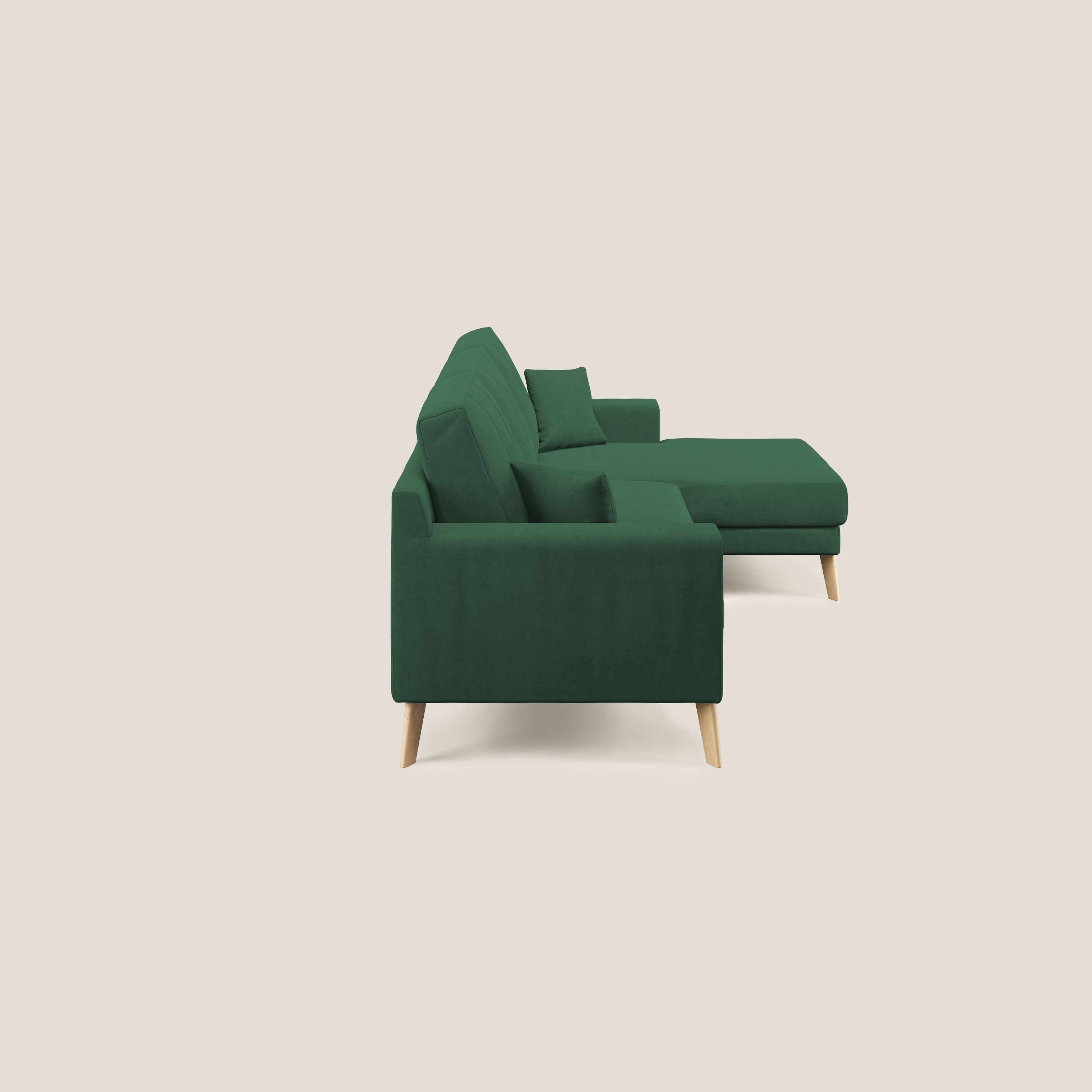 Danish divano angolare REVERSIBILE in tessuto morbido impermeabile T02 verde - divani.store