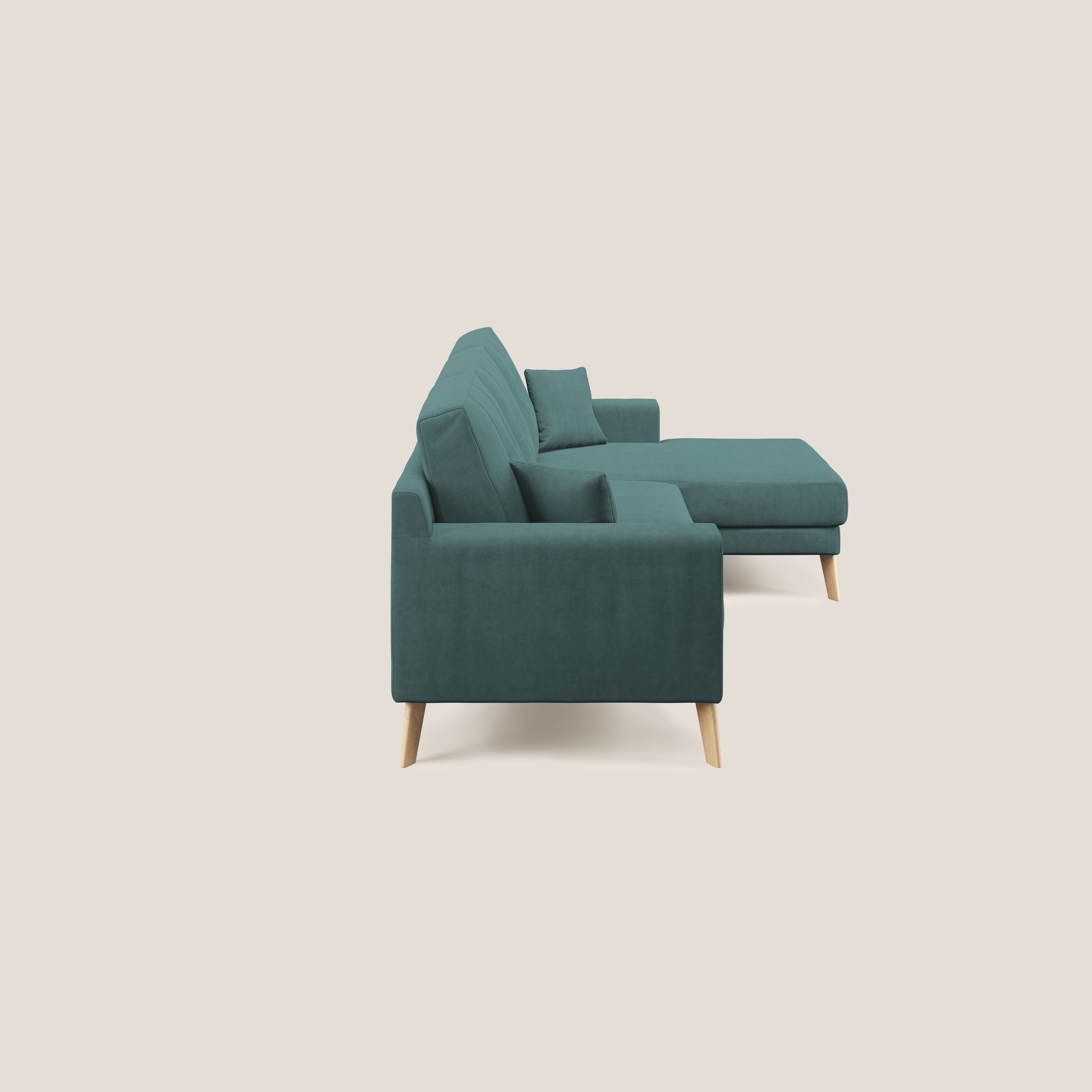 Danish divano angolare REVERSIBILE in tessuto morbido impermeabile T02 petrolio - divani.store