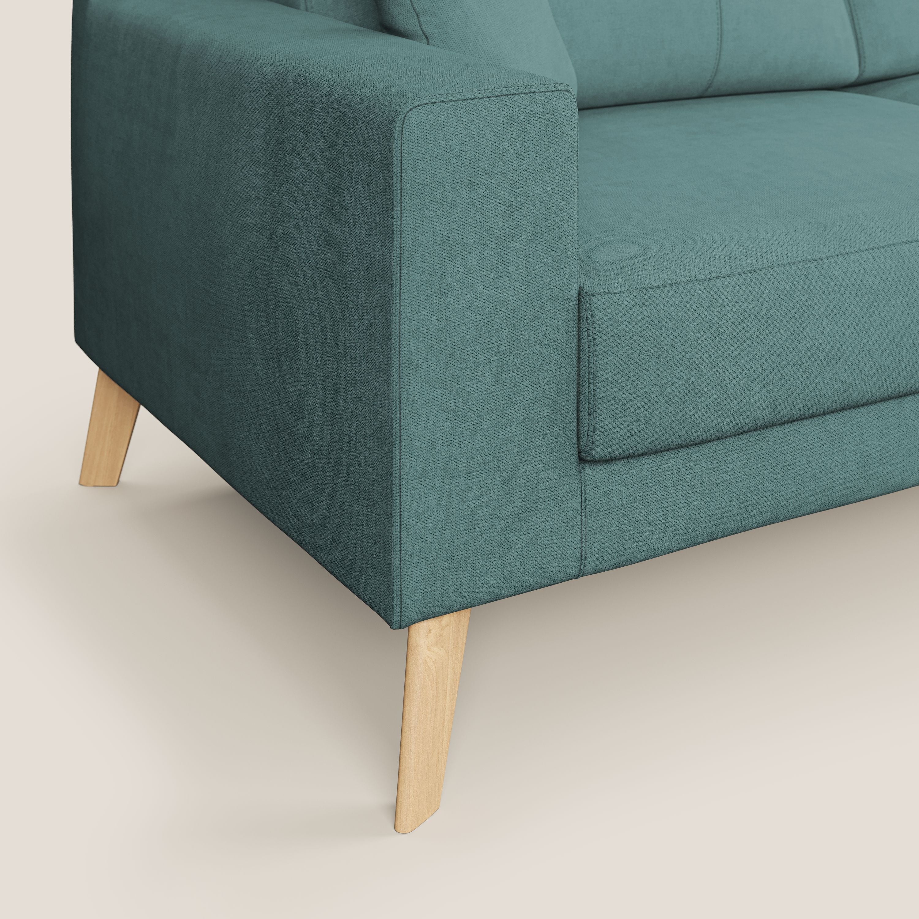 Danish divano angolare REVERSIBILE in tessuto morbido impermeabile T02 petrolio - divani.store