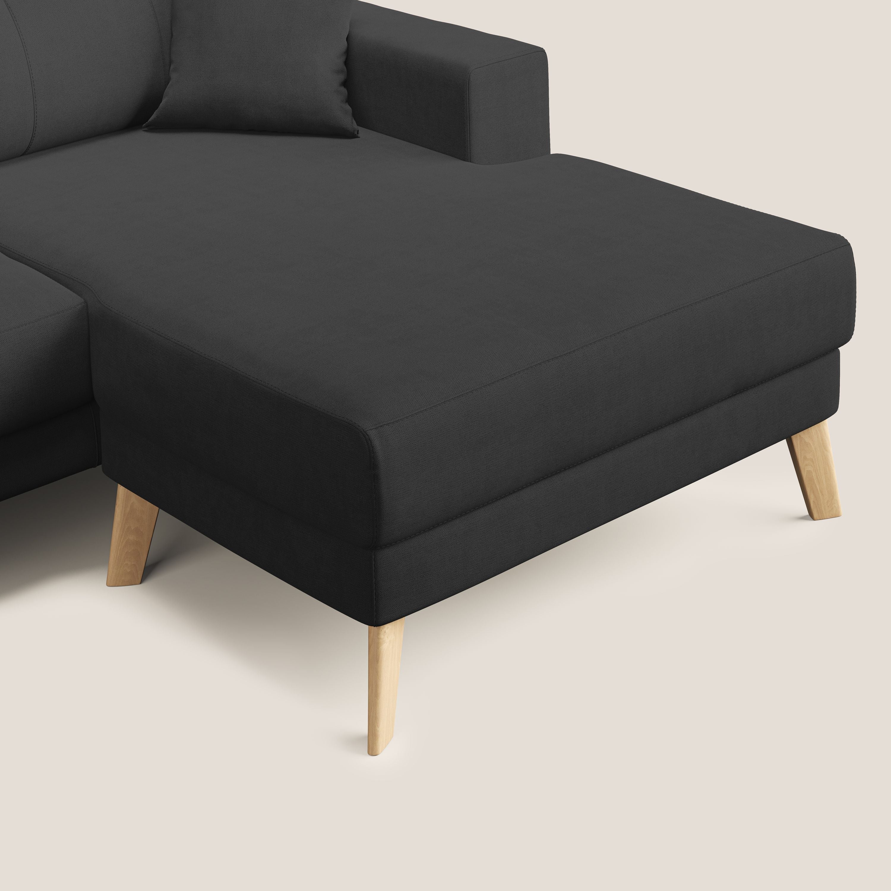 Danish divano angolare REVERSIBILE in tessuto morbido impermeabile T02 nero - divani.store