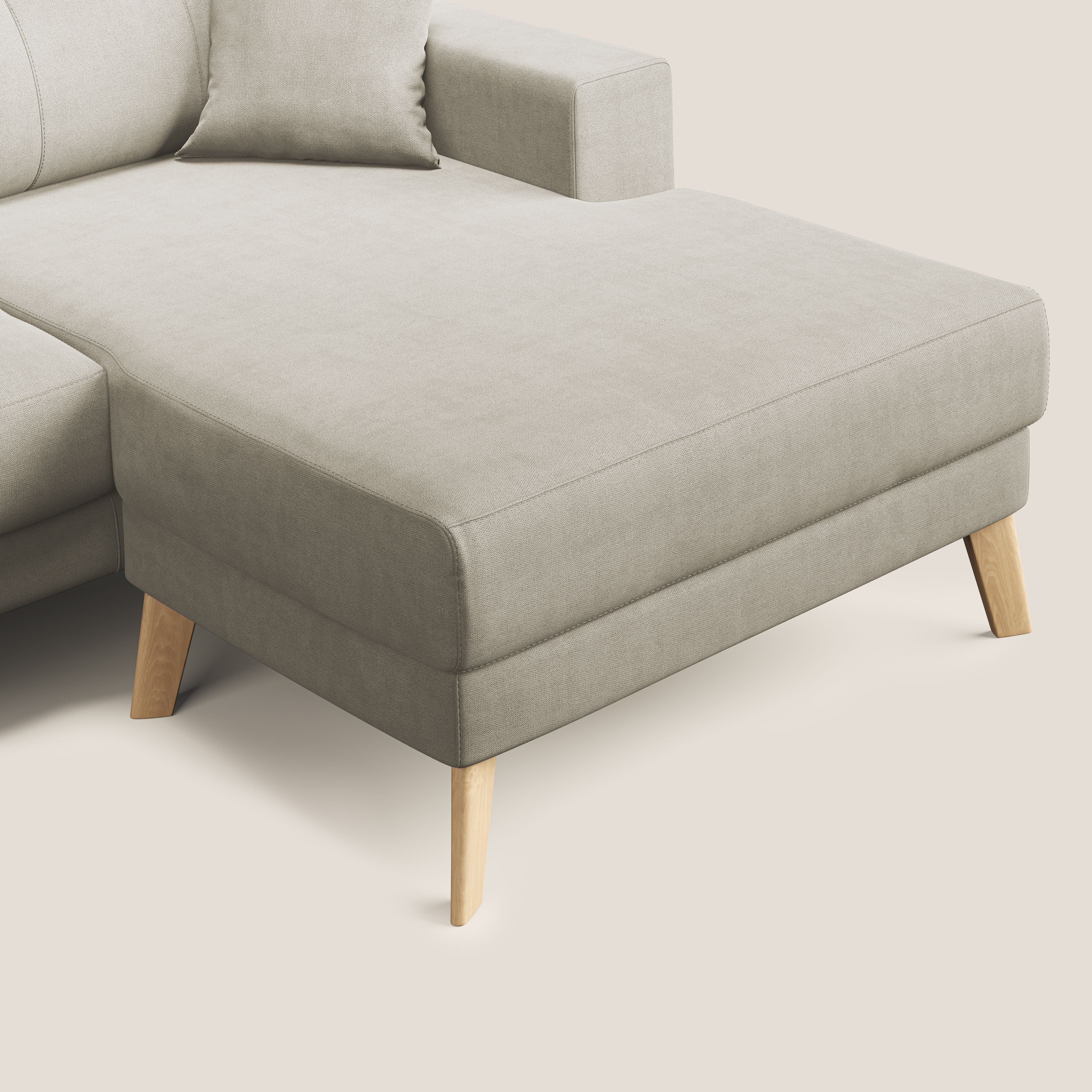 Danish divano angolare REVERSIBILE in tessuto morbido impermeabile T02 panna - divani.store