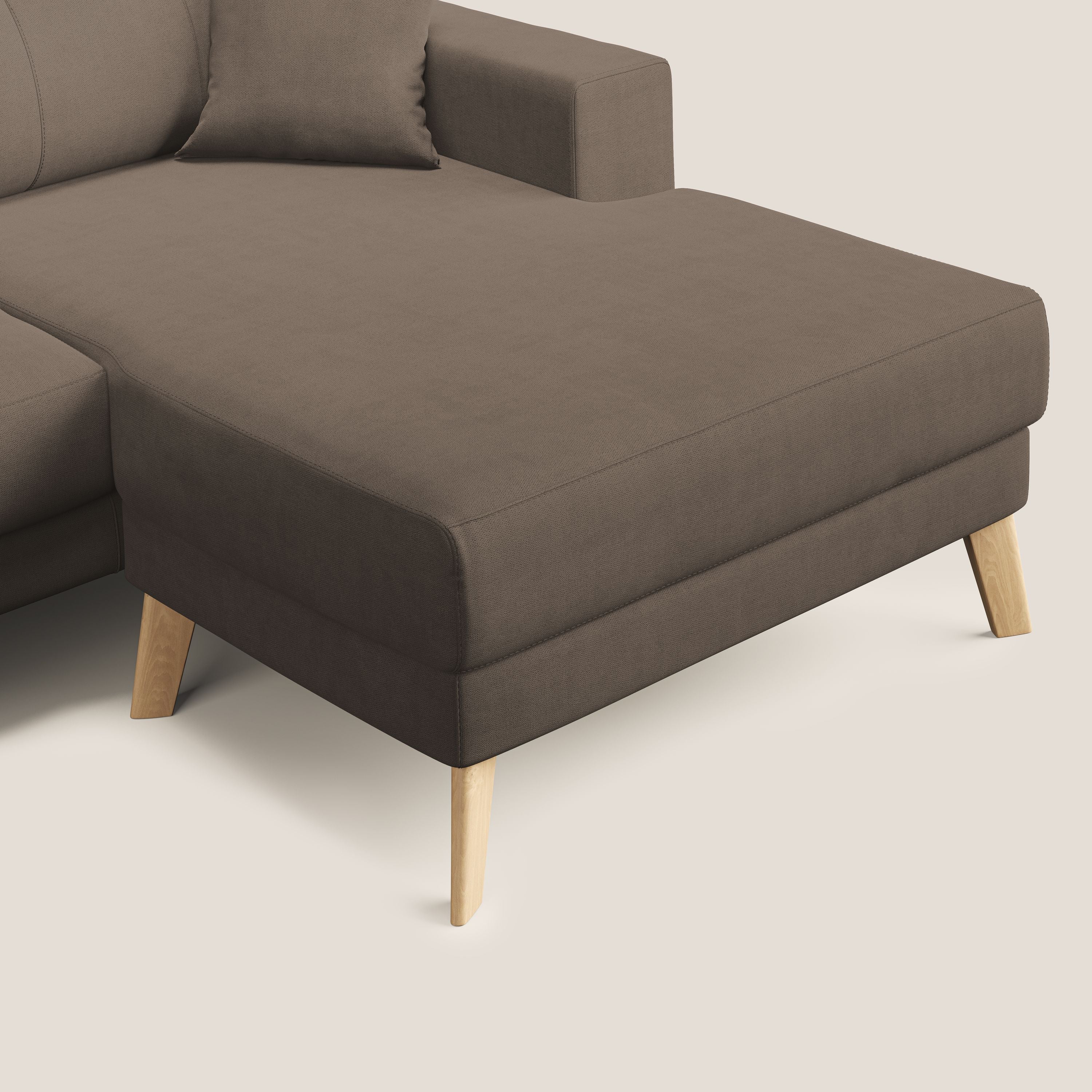 Danish divano angolare REVERSIBILE in tessuto morbido impermeabile T02 marrone - divani.store