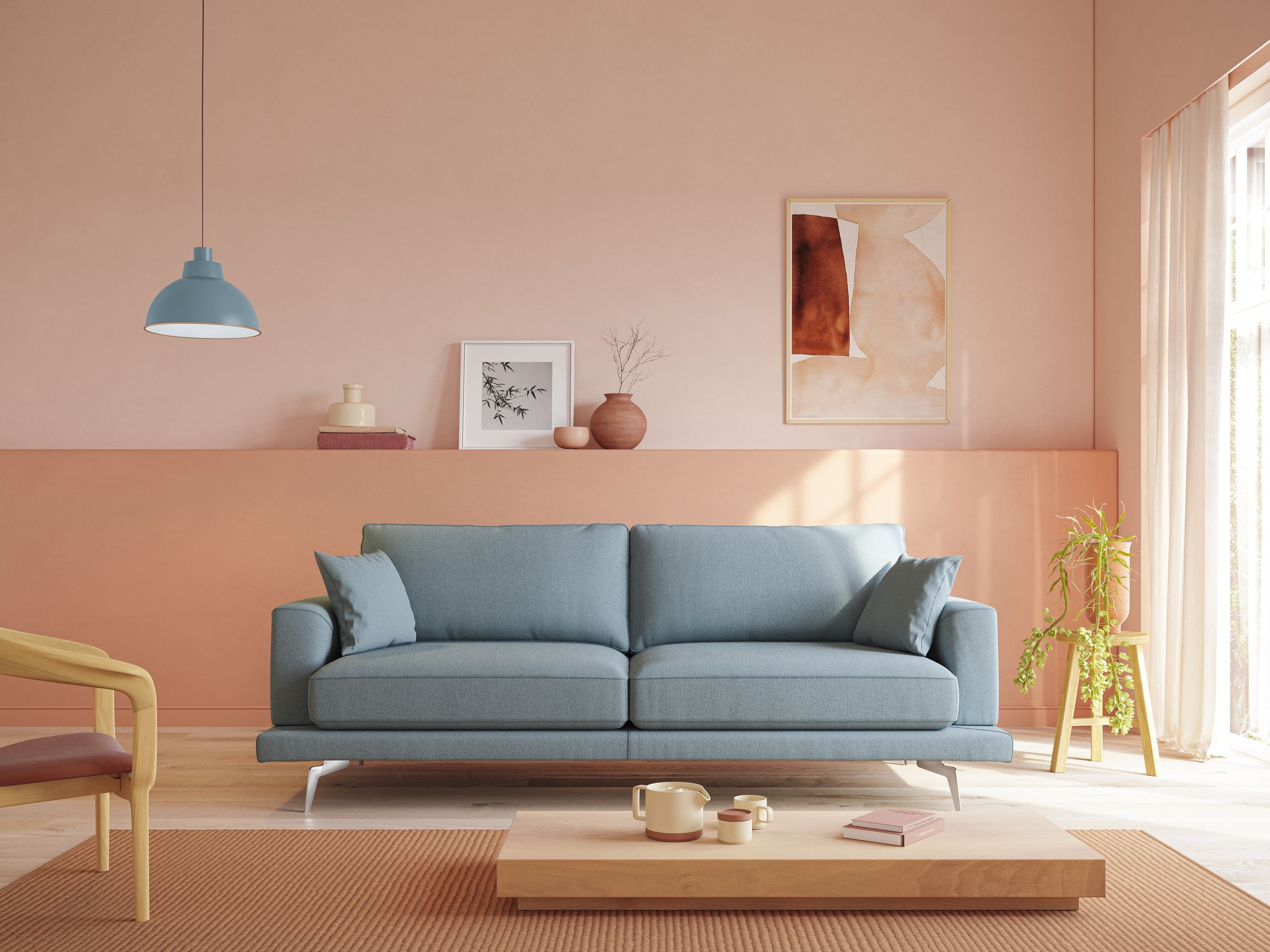 Dorian divano moderno in tessuto morbido antimacchia T05 verde - divani.store