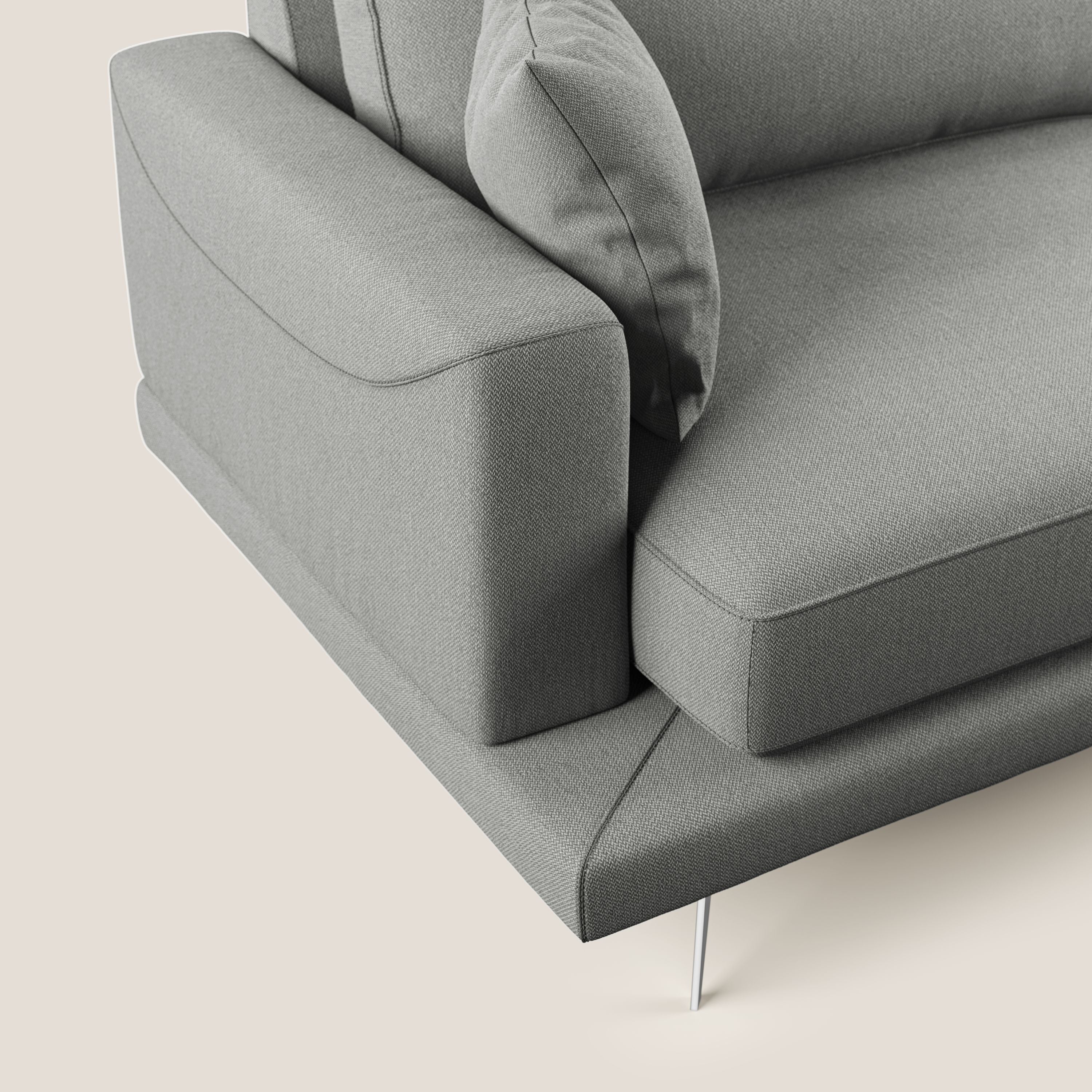 Dorian divano moderno in tessuto morbido antimacchia T05 grigio - divani.store